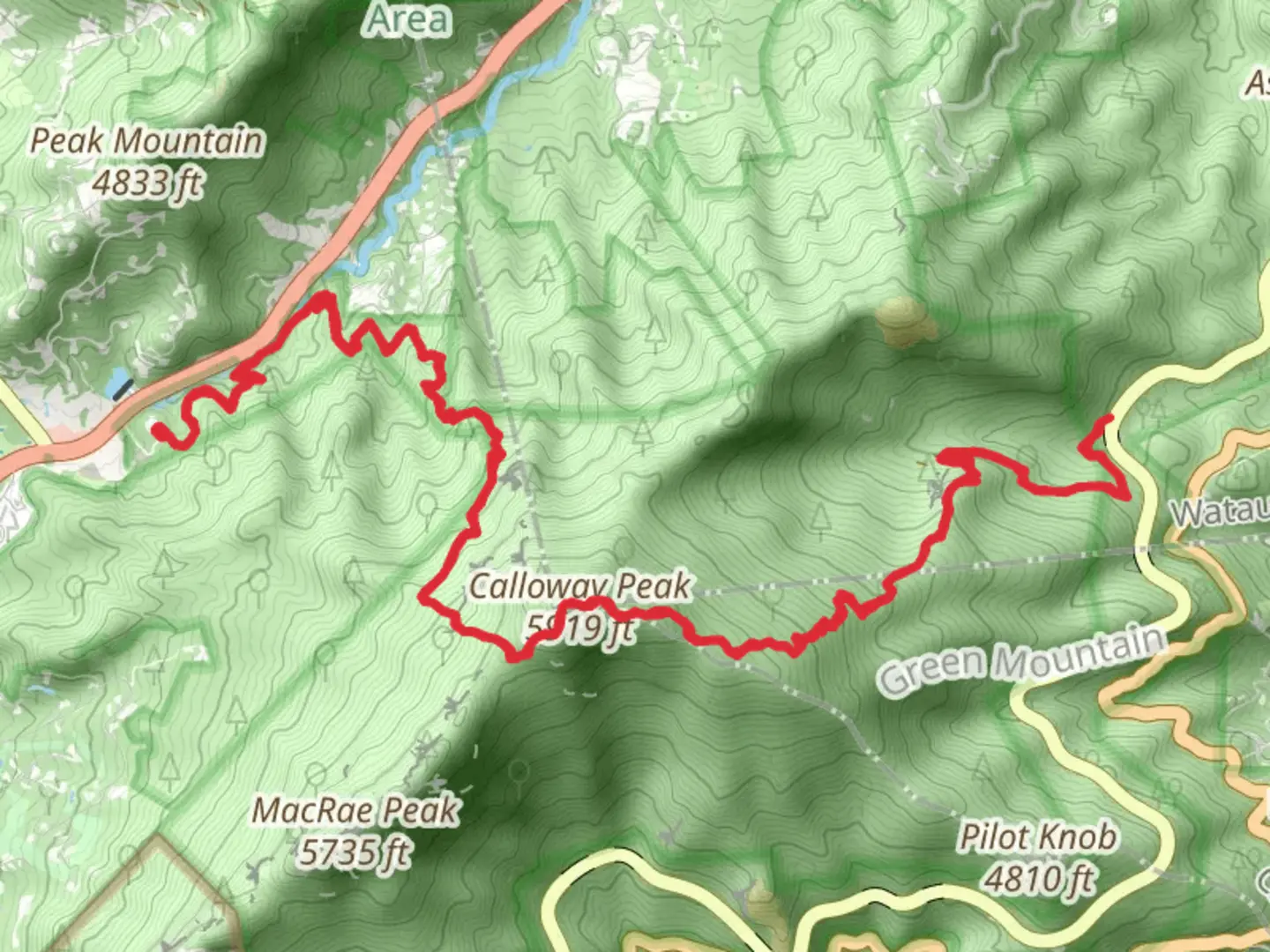 An image depicting the trail Profile Trail and Cragway and Nuwati Trail and its surrounding area.