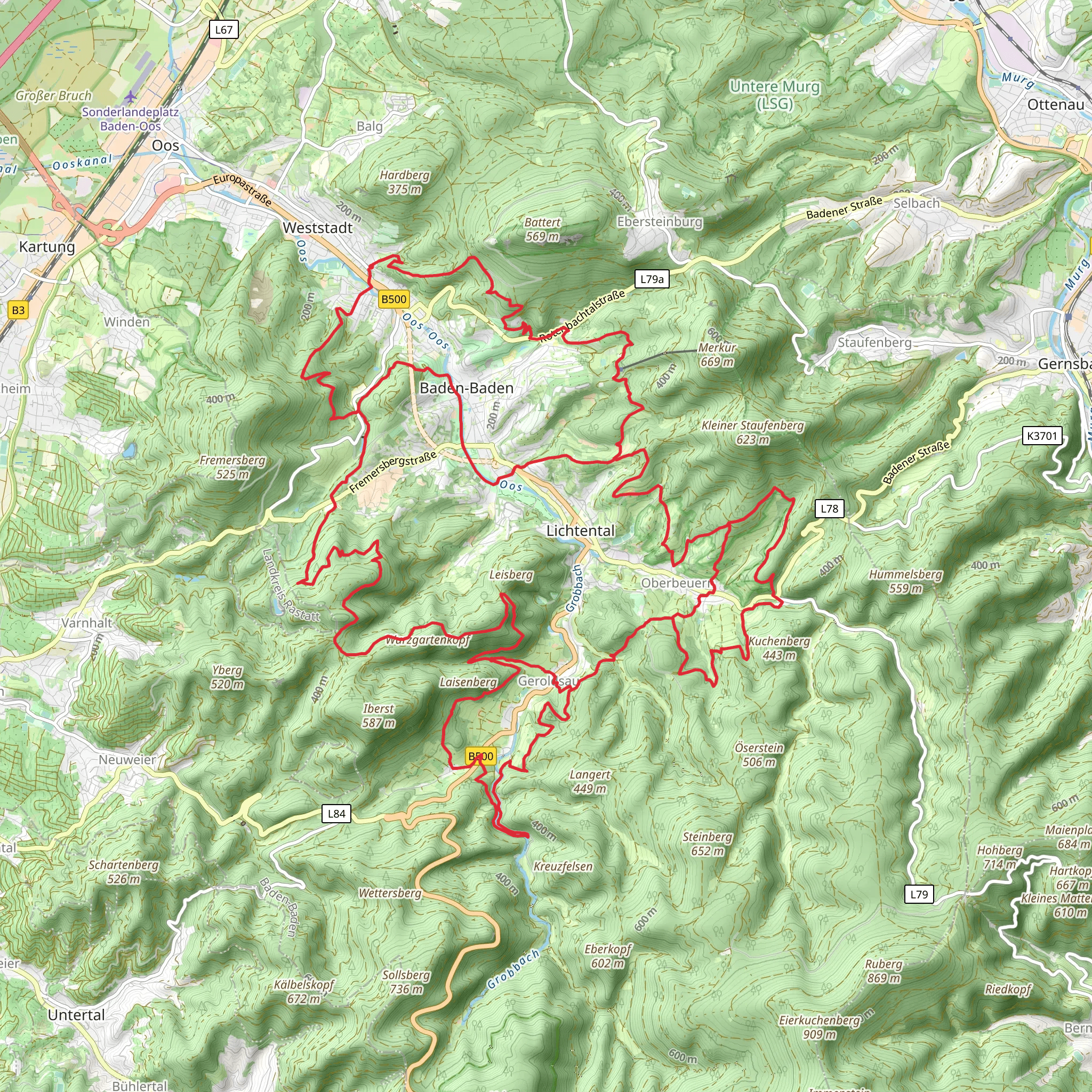 Panoramaweg Baden - Baden mobile static map