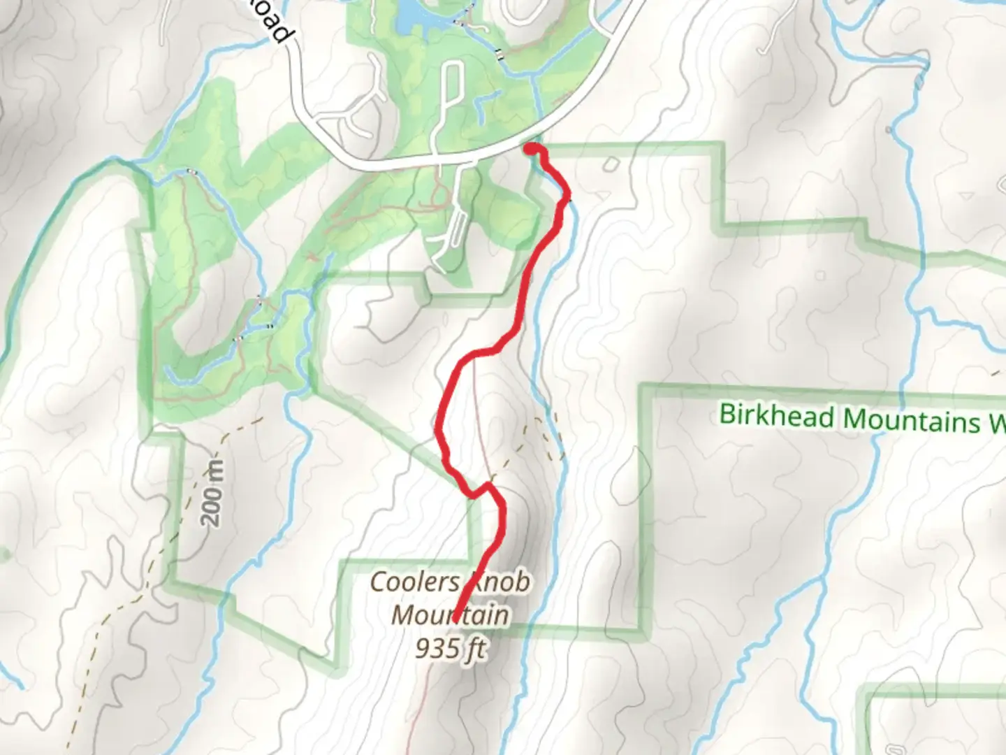 An image depicting the trail Coolers Knob Mountain via Birkhead Mountain Trail and its surrounding area.