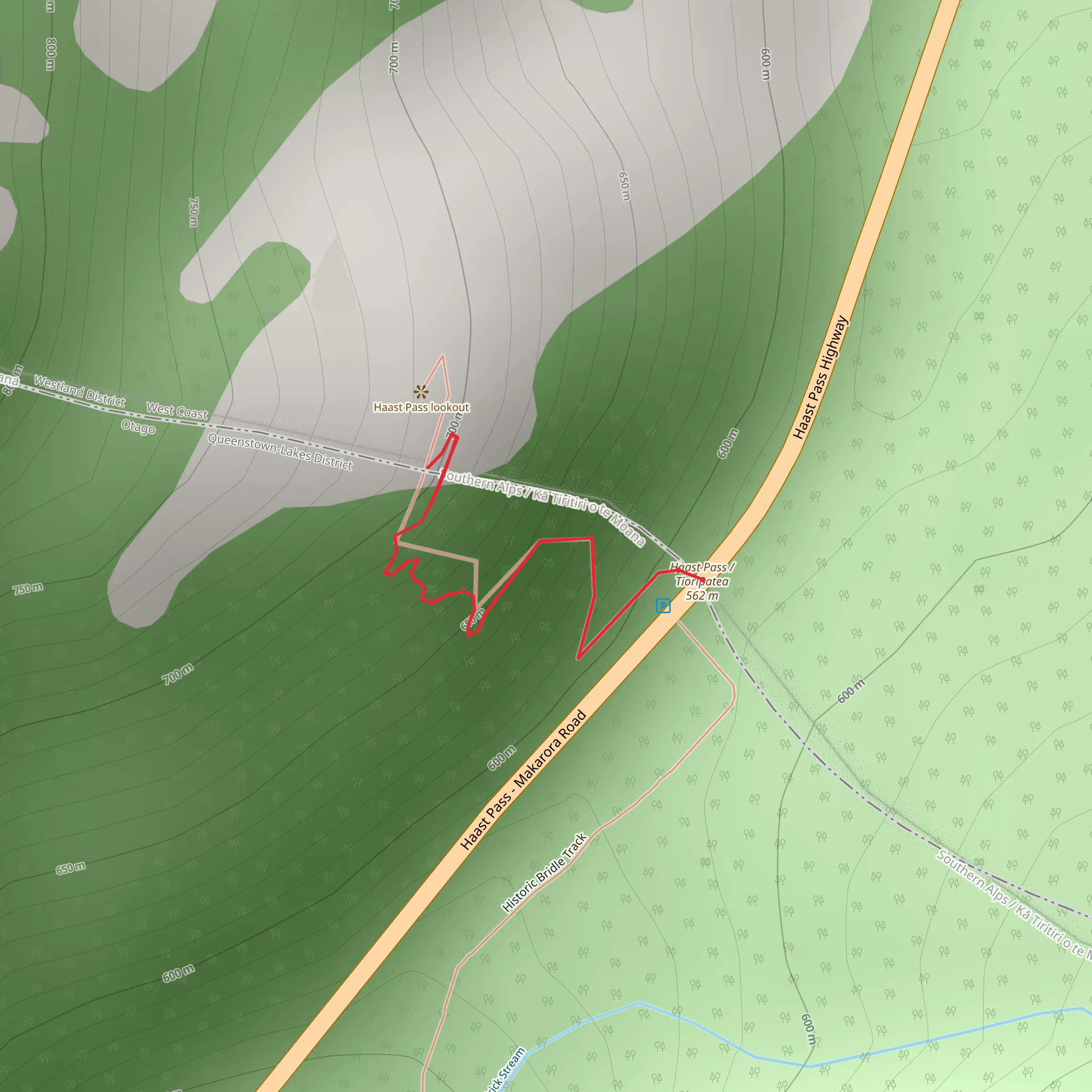 Haast Pass Lookout Track mobile static map