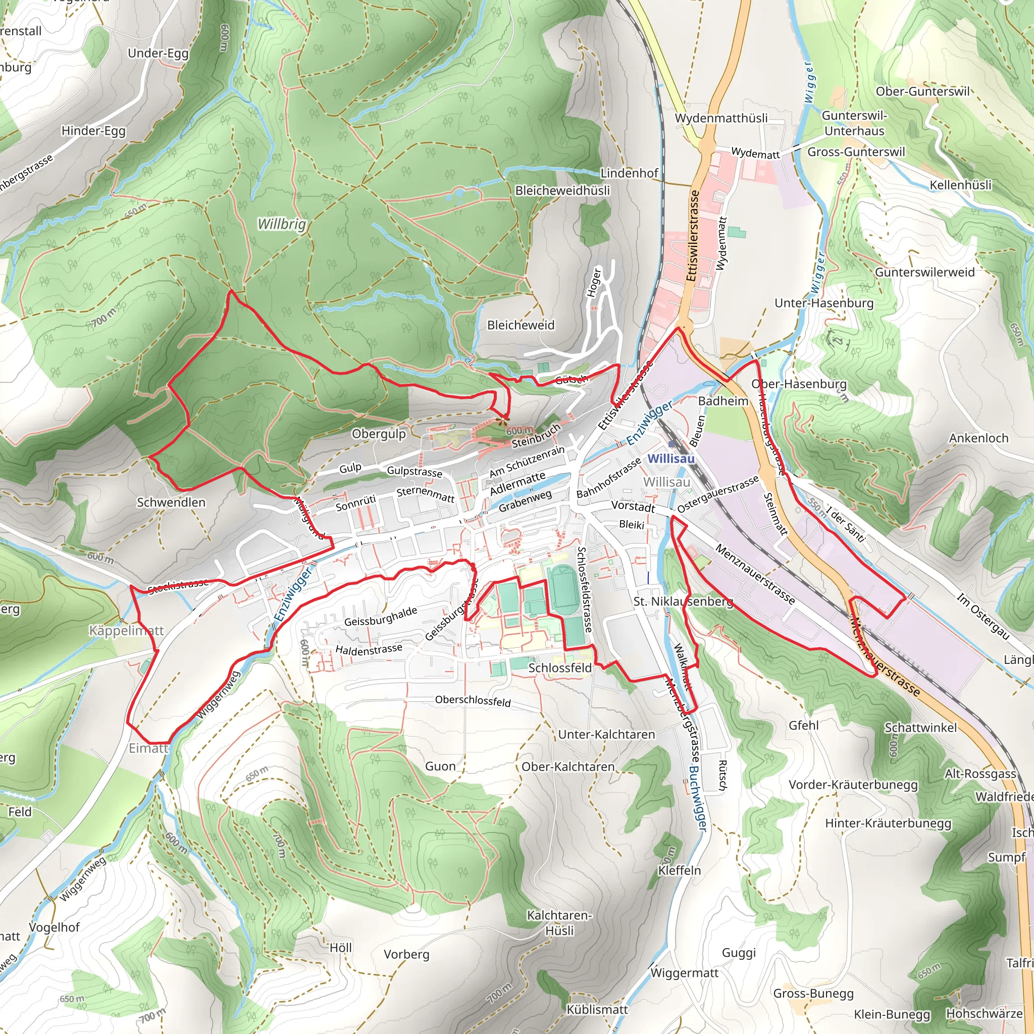 Rundwanderung um Willisau - Jubiläumsweg mobile static map