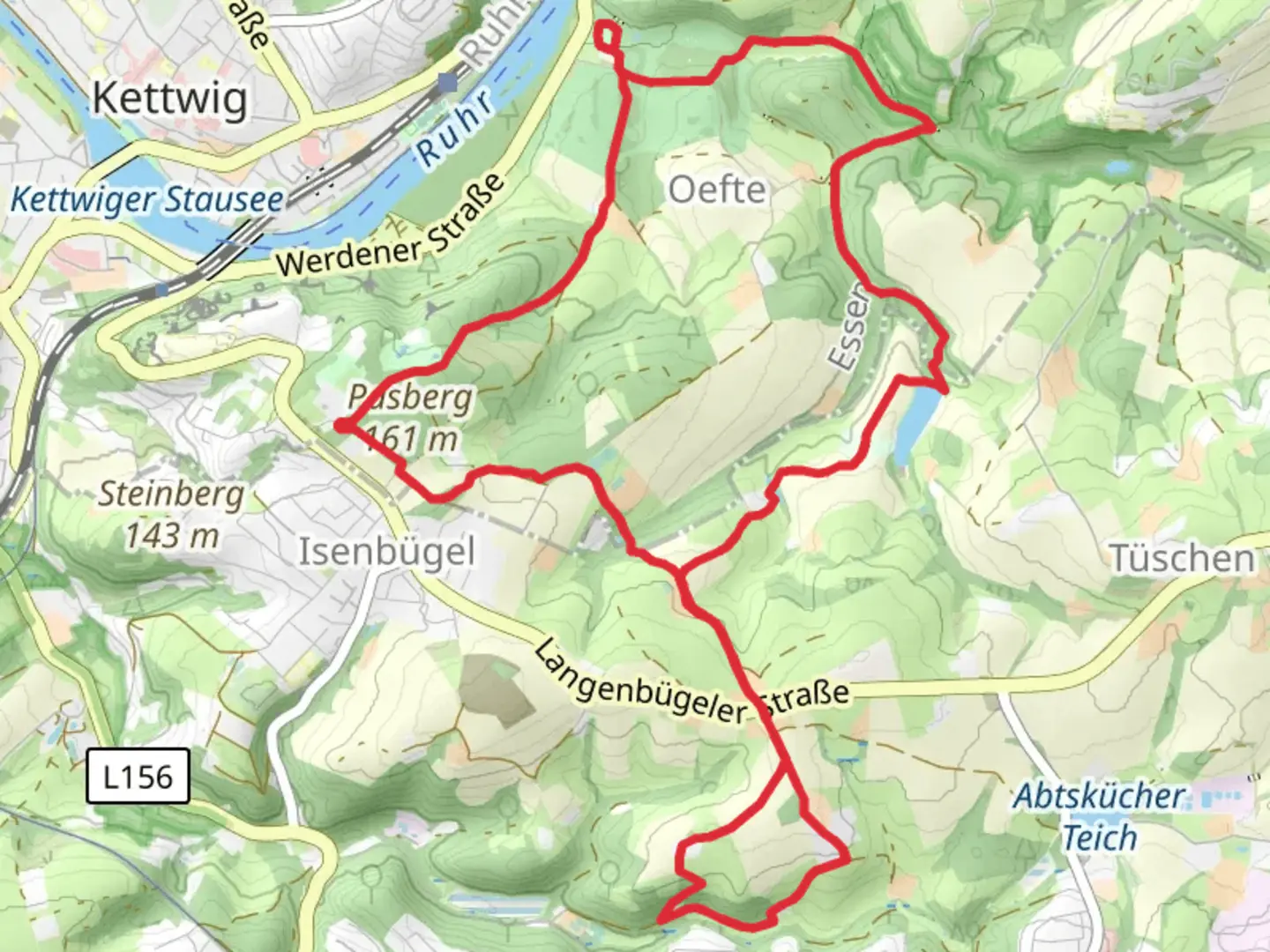 An image depicting the trail Farrenberg, Römersweg and Oefte Loop and its surrounding area.