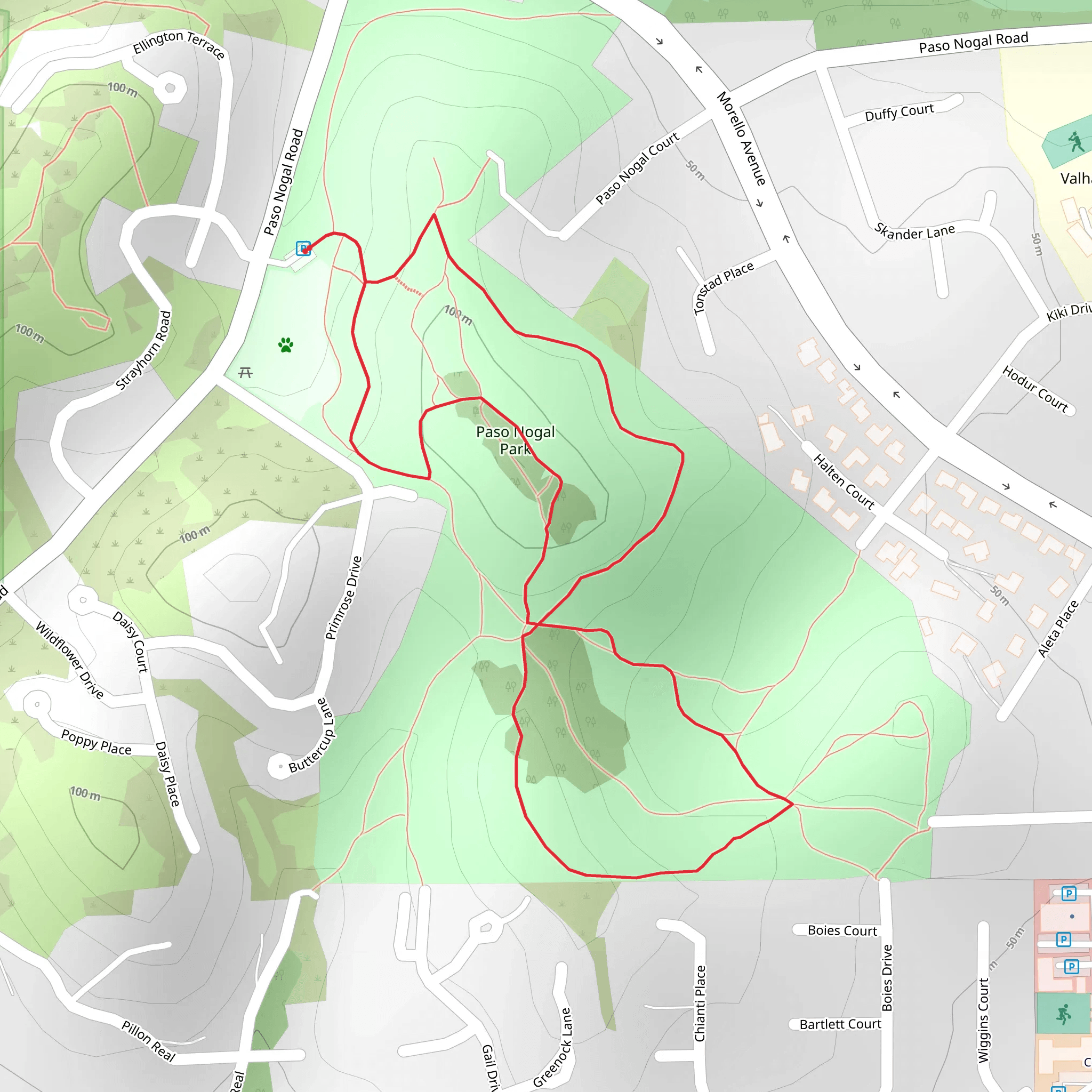 Paso Nogal Park Short Loop mobile static map