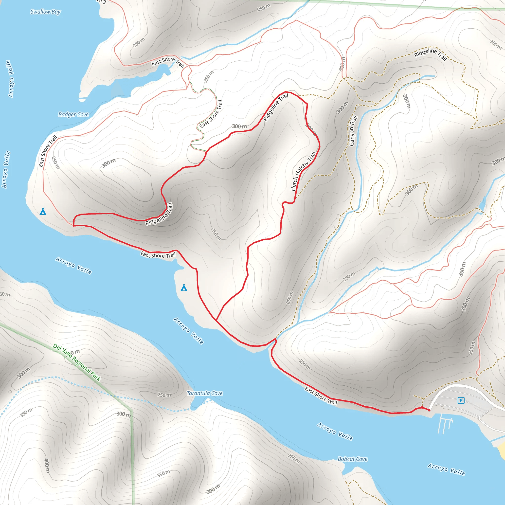 East Shore, Ridgeline and Hetch Hetchy Loop Trail mobile static map