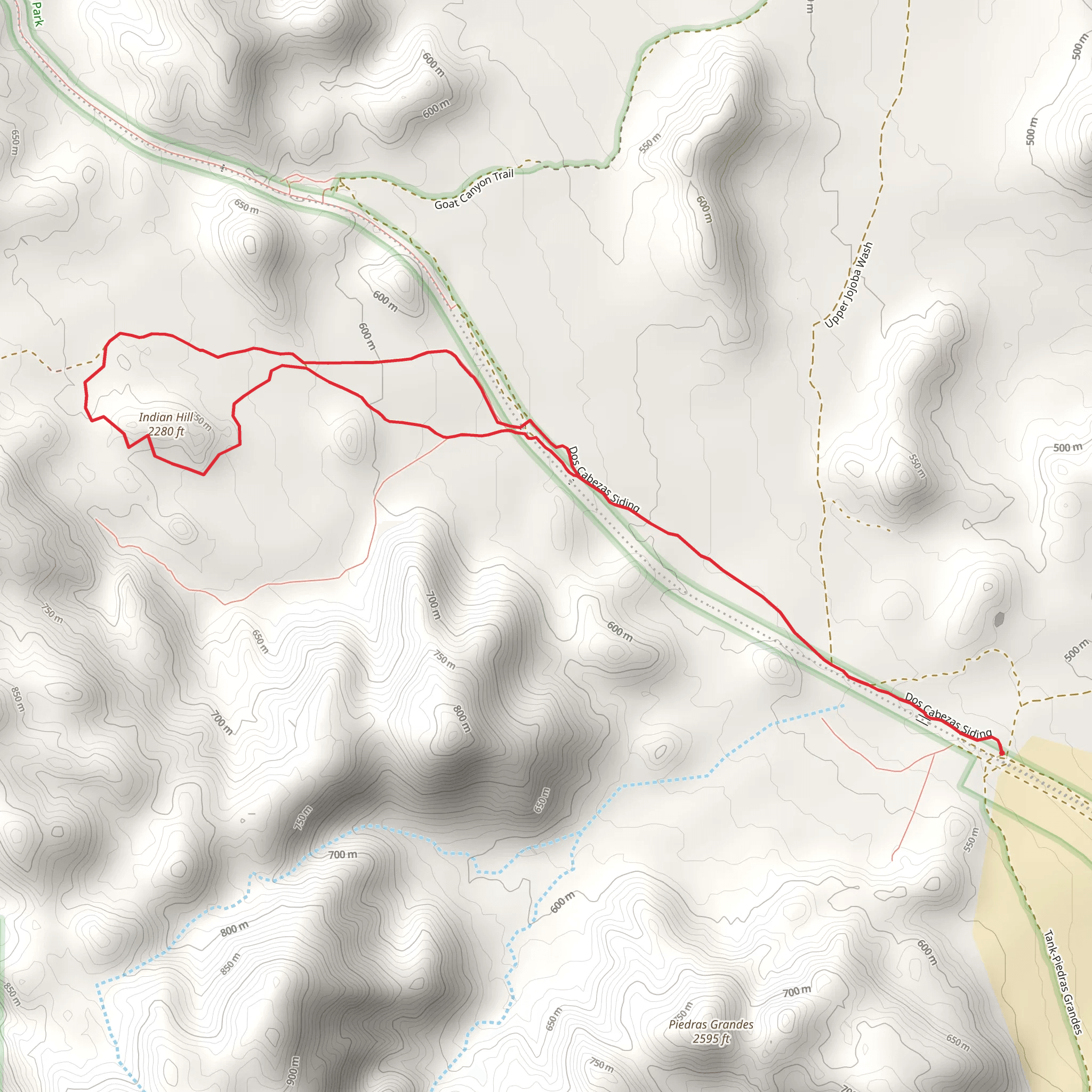 Indian Hill Loop via Dos Cabezas Siding mobile static map