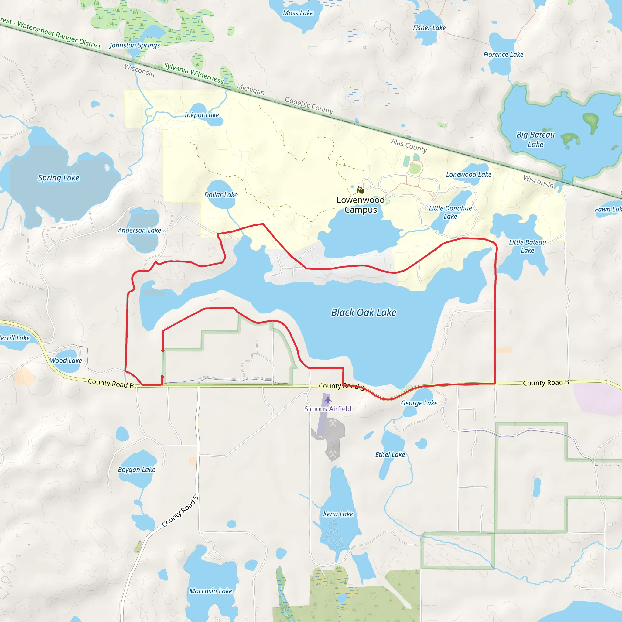 Black Oak Lake Loop mobile static map