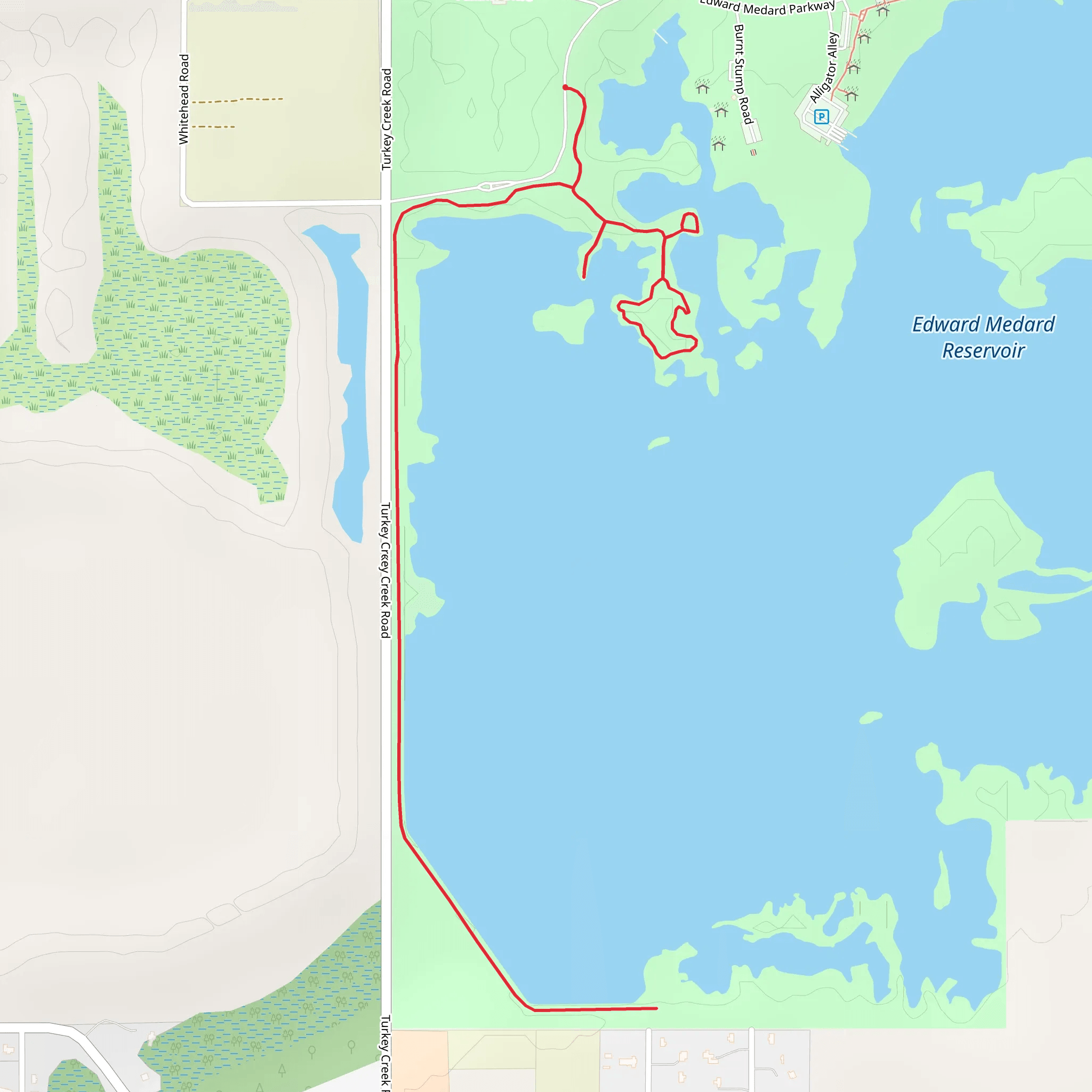 Walk along Edward Medard Park and Reservoir mobile static map