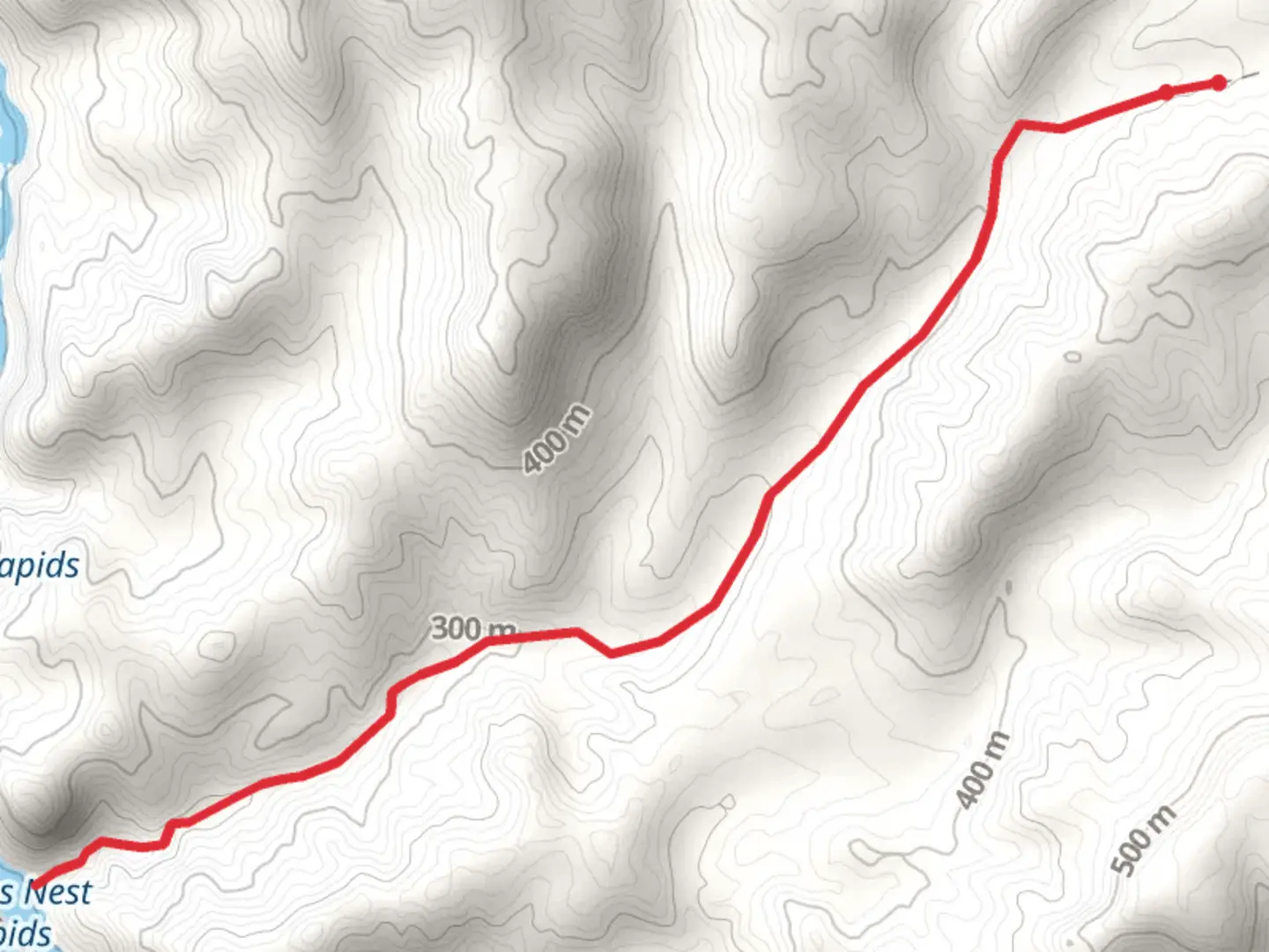 An image depicting the trail Cranes Nest Rapids and its surrounding area.