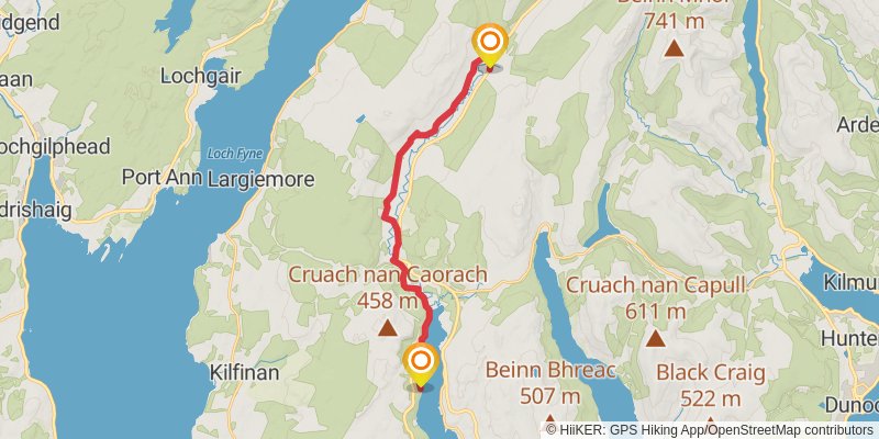 Loch Lomond and Cowal Way stage 2 Map
