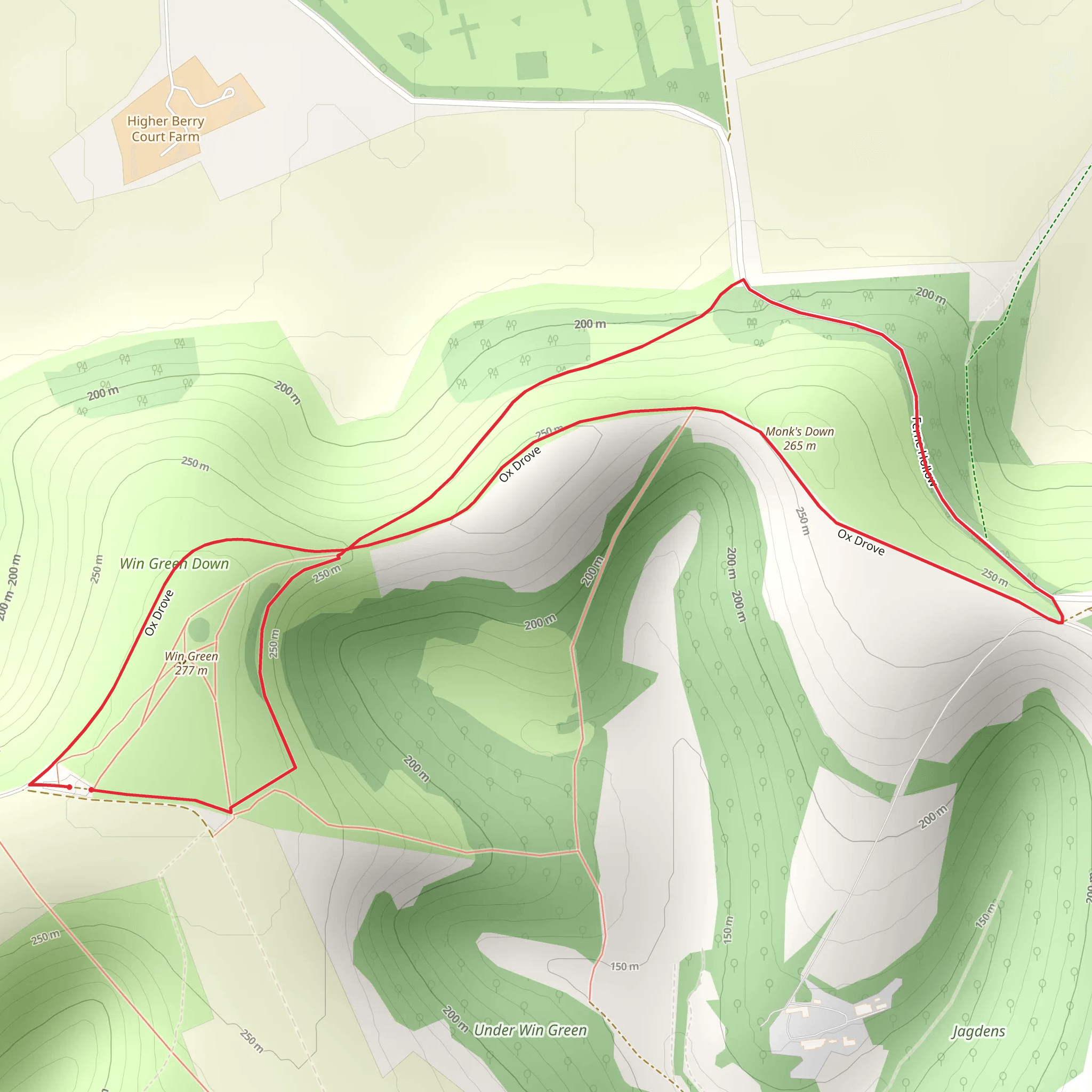 Win Green and Monk's Down Loop mobile static map