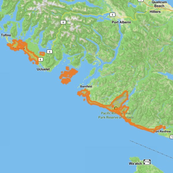 Pacific Rim National Park Reserve of Canada mobile static map