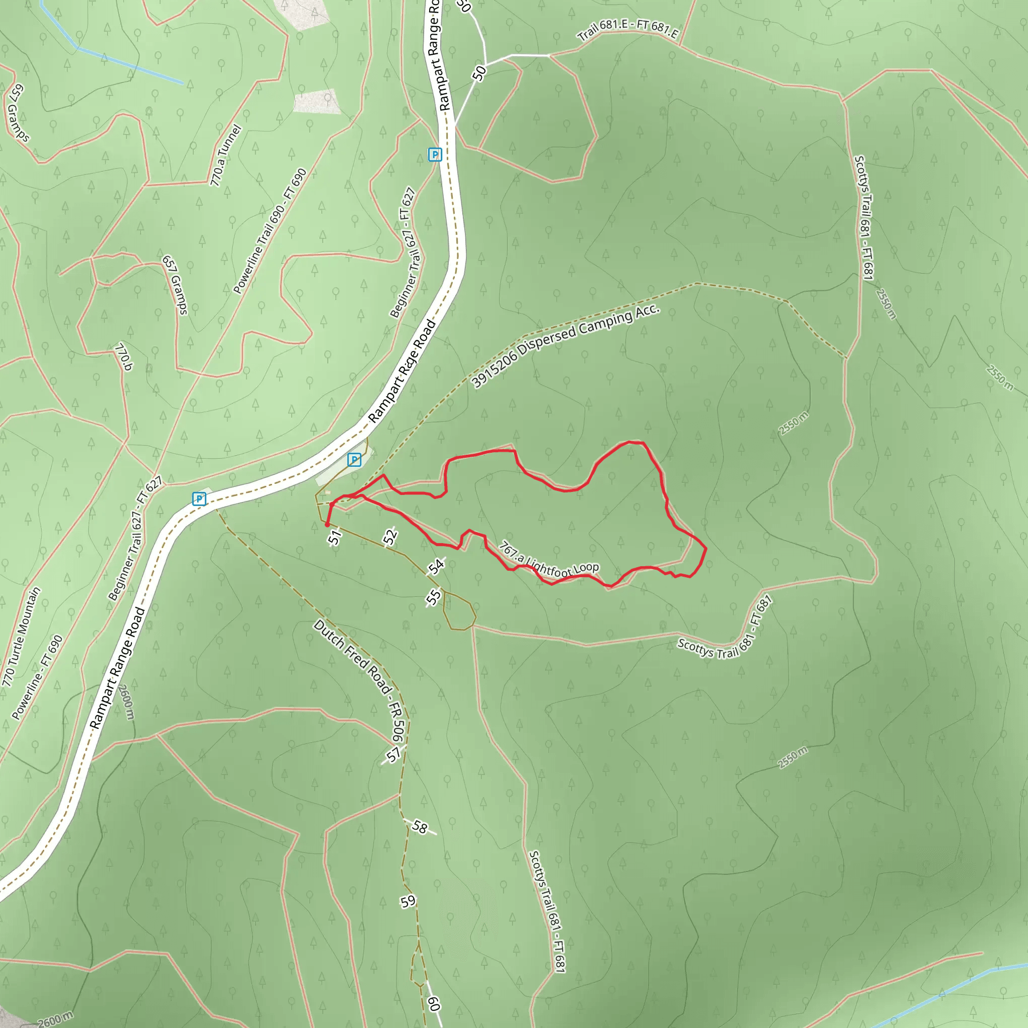 Lightfoot Loop Trail mobile static map