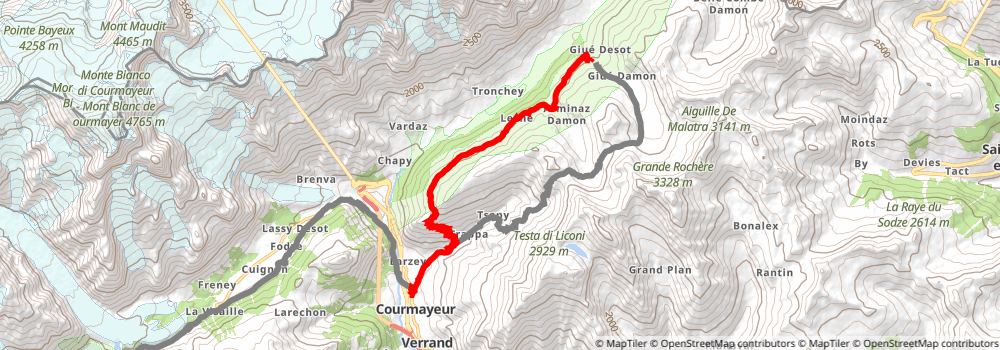 Tour du Mont Blanc stage 5 Map