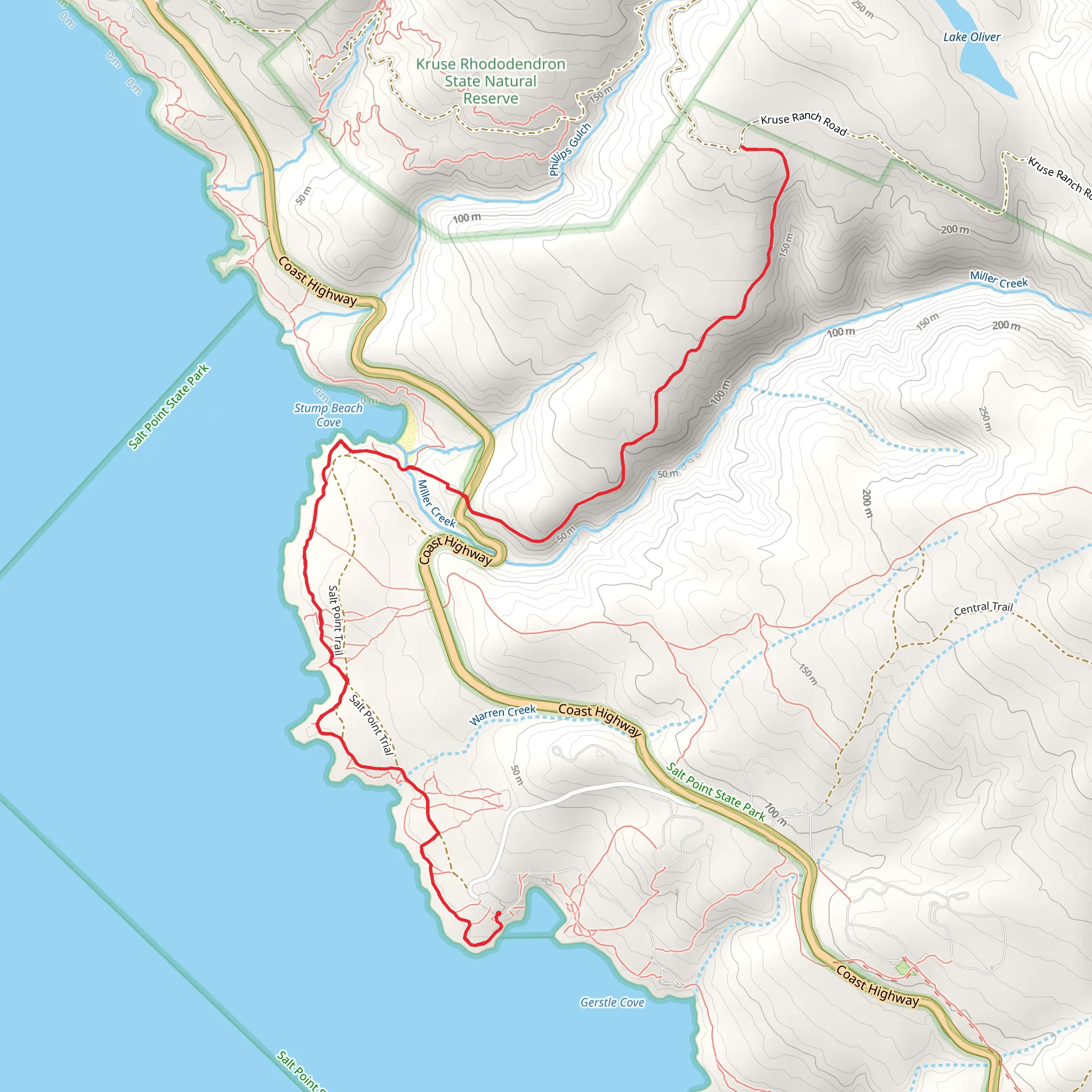 Stump Beach and Salt Point Trail mobile static map