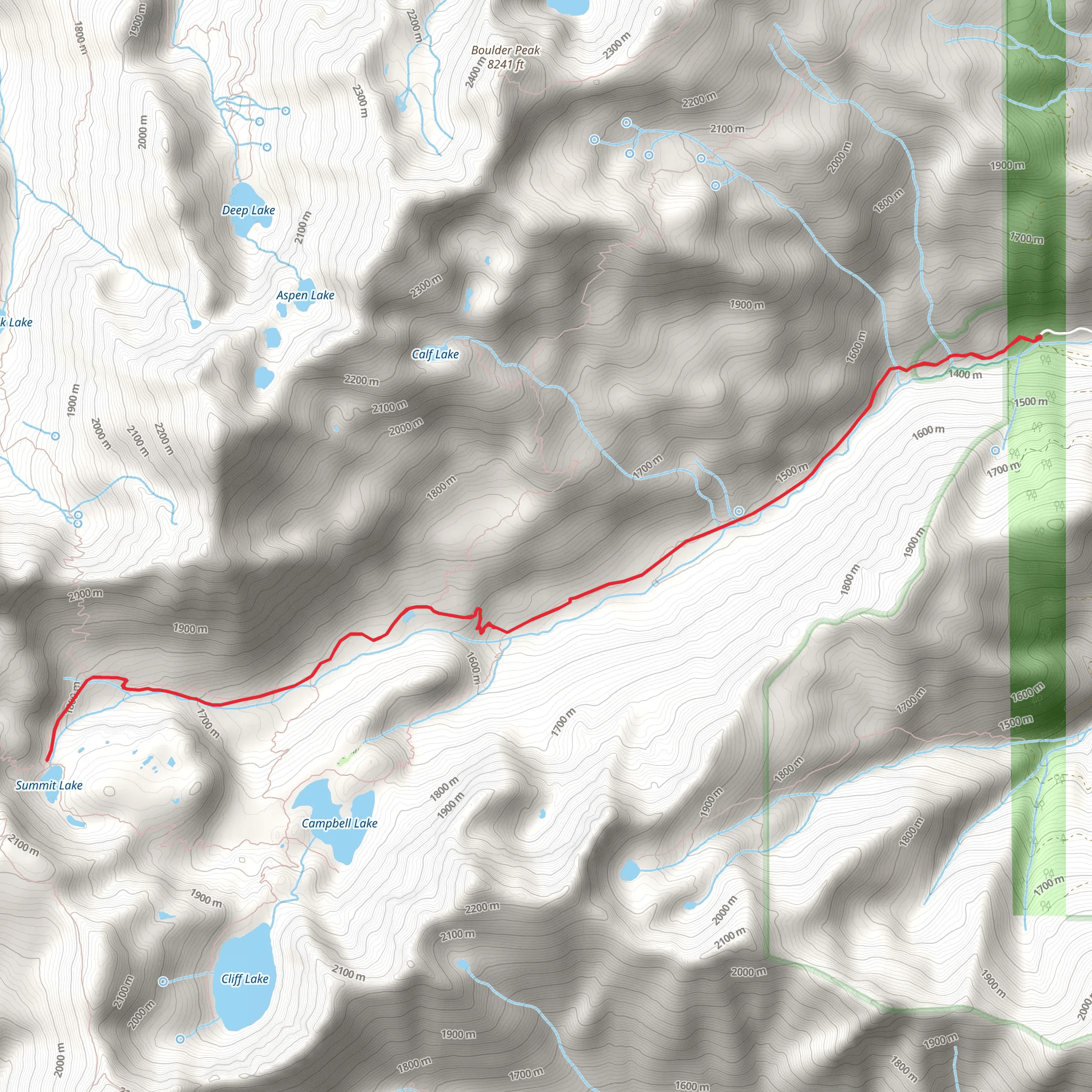 Summit Lake via Shackleford Creek Trail mobile static map