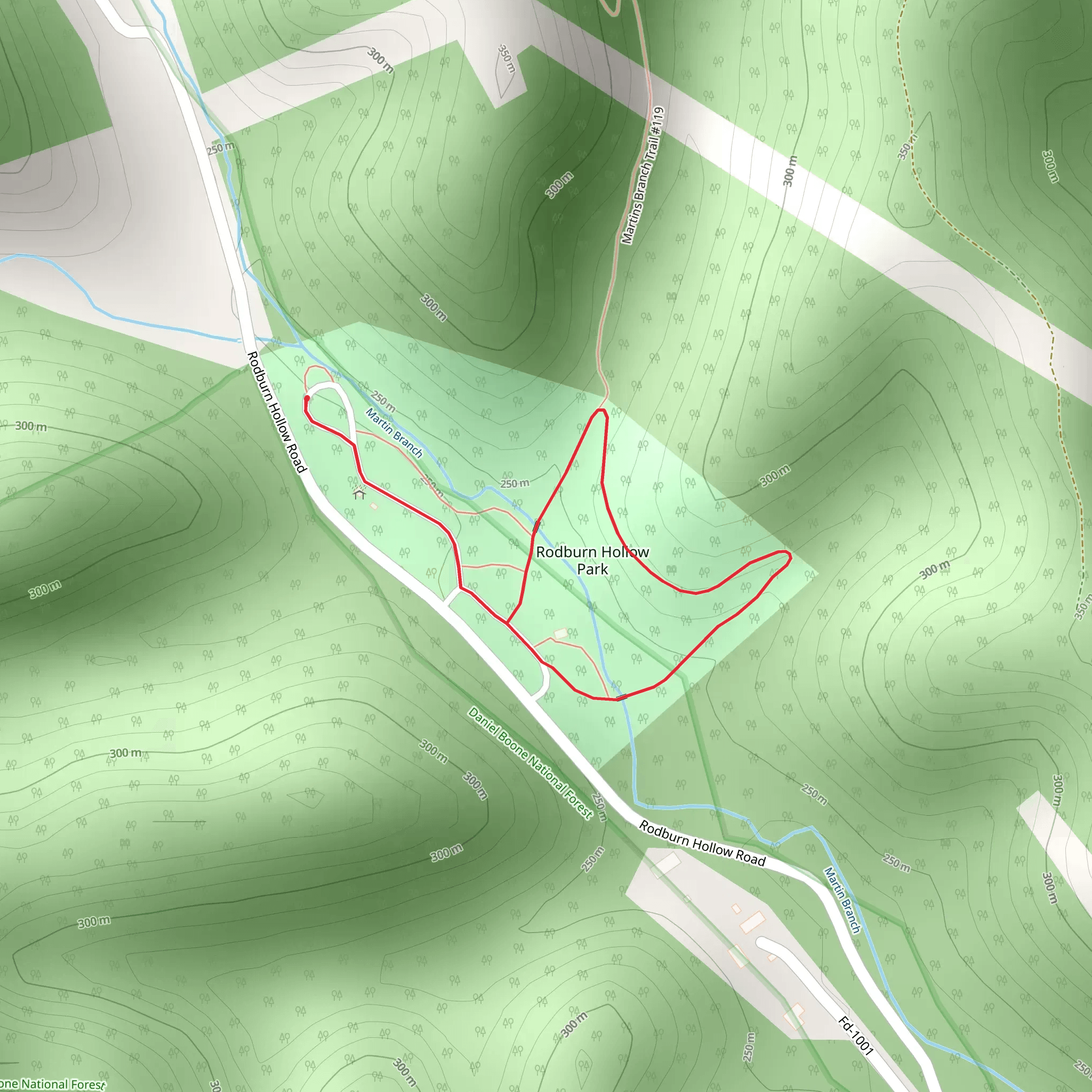 Rodburn Hollow Park Loop mobile static map