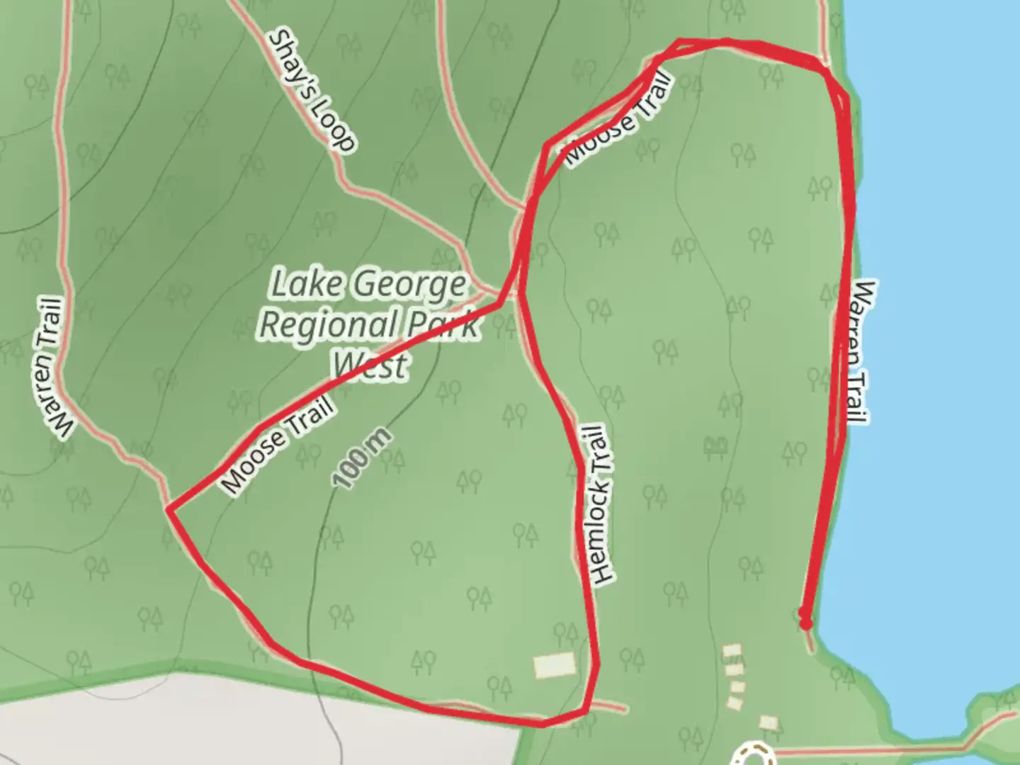 An image depicting the trail Hemlock Trail and Moose Trail Loop and its surrounding area.