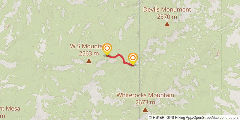 WS Lake Trail via W S Mountain Trail stage 2 Map