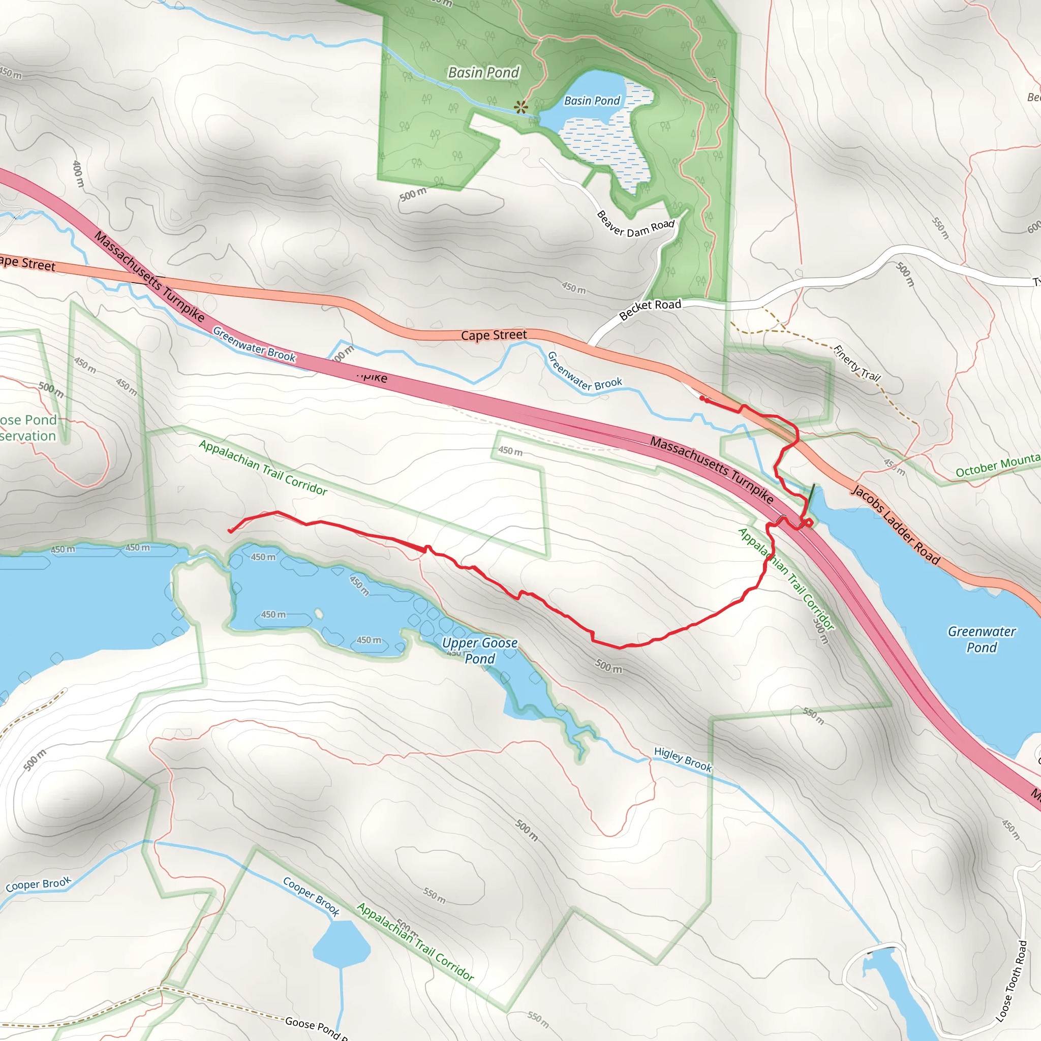 Upper Goose Pond from Cape Street mobile static map