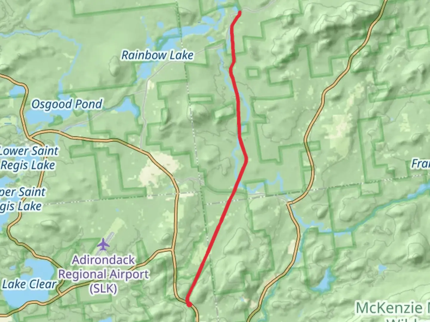 An image depicting the trail Oregon Pond from State Highway 86 and its surrounding area.