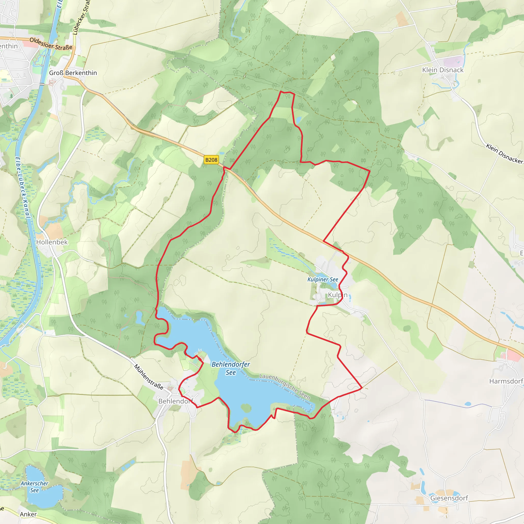 Behlendorfer See and Kreisforst Farchau Loop mobile static map