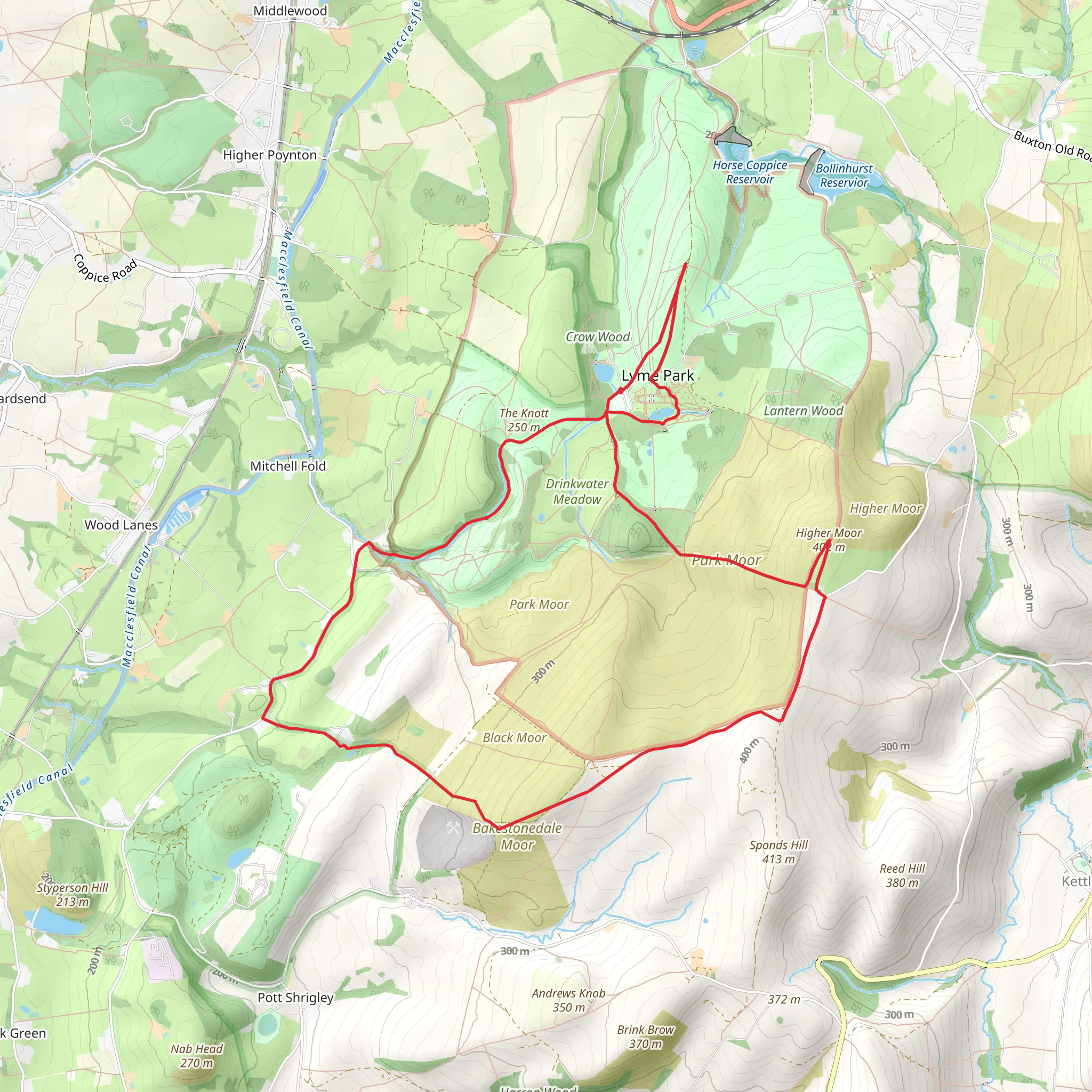 Park Moor and Birchencliff from Lyme Park mobile static map