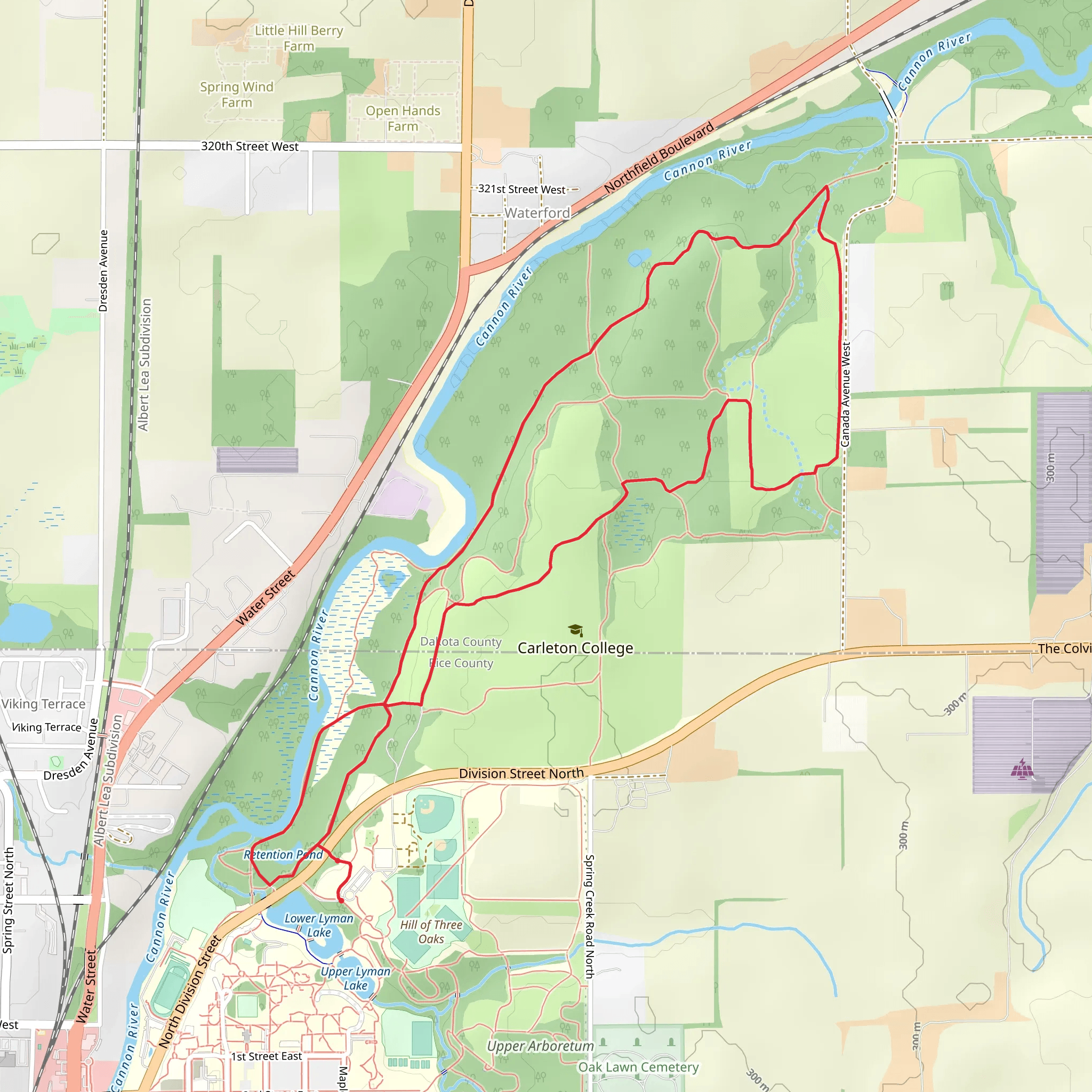 Umbanhowar Knob and Carleton Arboretum Loop Trail mobile static map