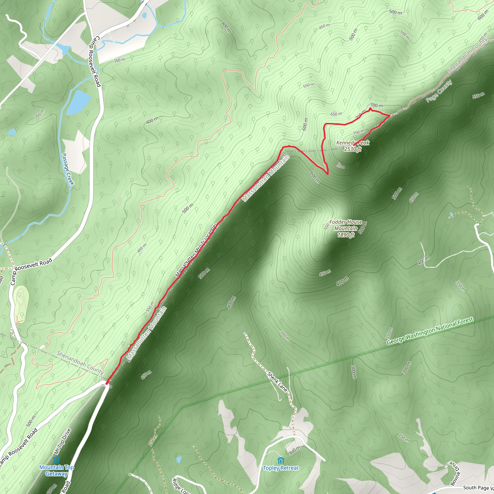 Kennedy Peak via Massanutten Loop Trail mobile static map