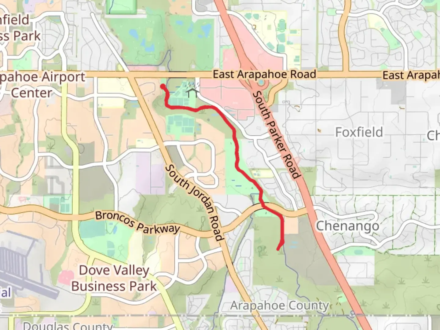 An image depicting the trail Cherry Creek Trail and its surrounding area.