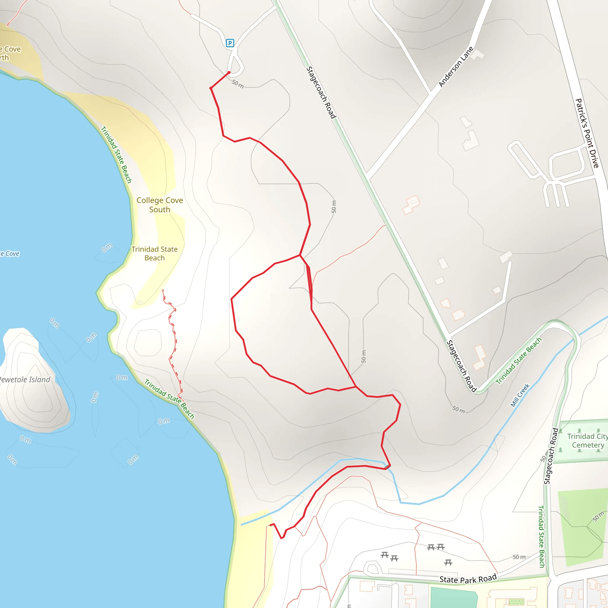 California Coastal Trail from College Cove mobile static map