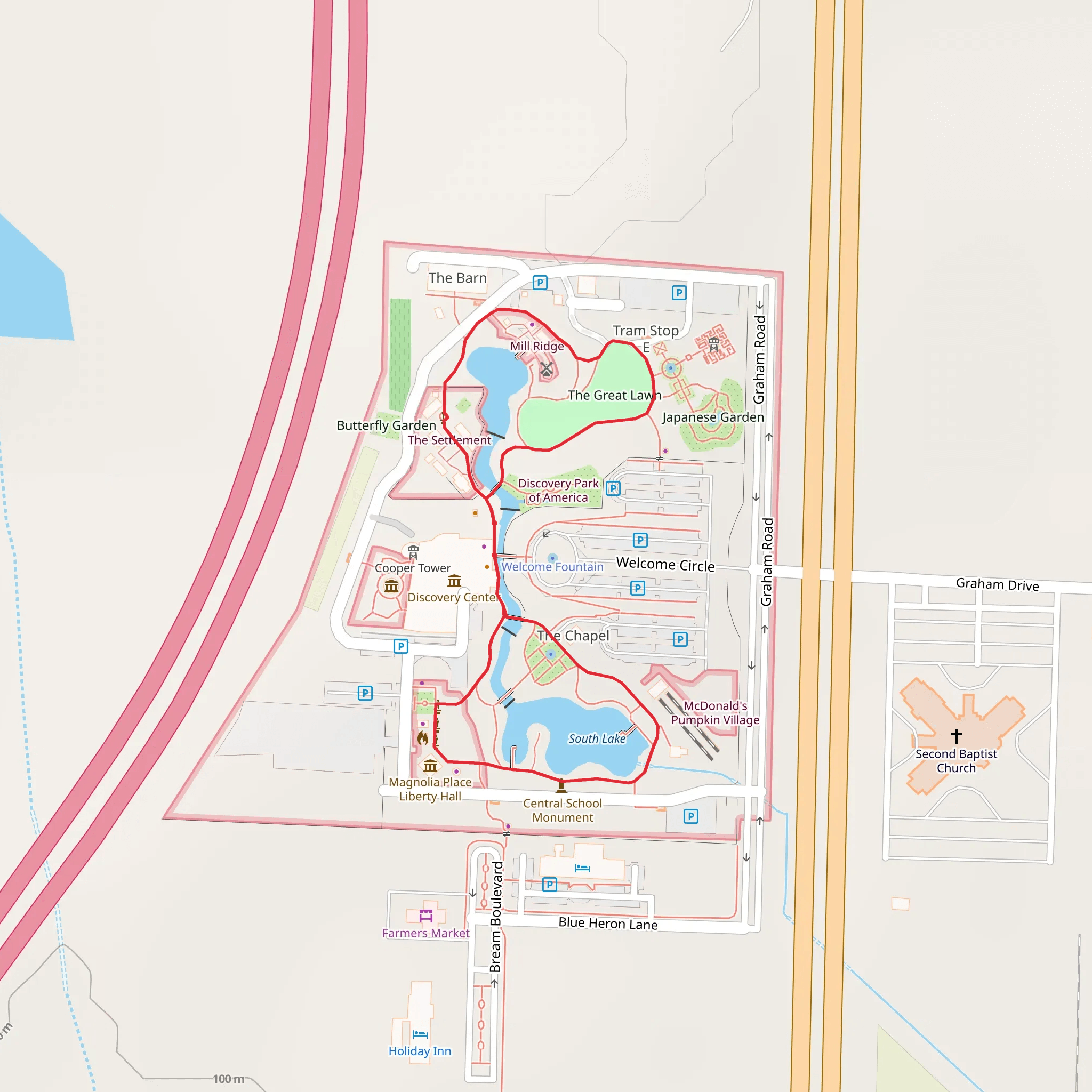 North Lake, South Lake in American Garden and The Great Lawn Loop mobile static map