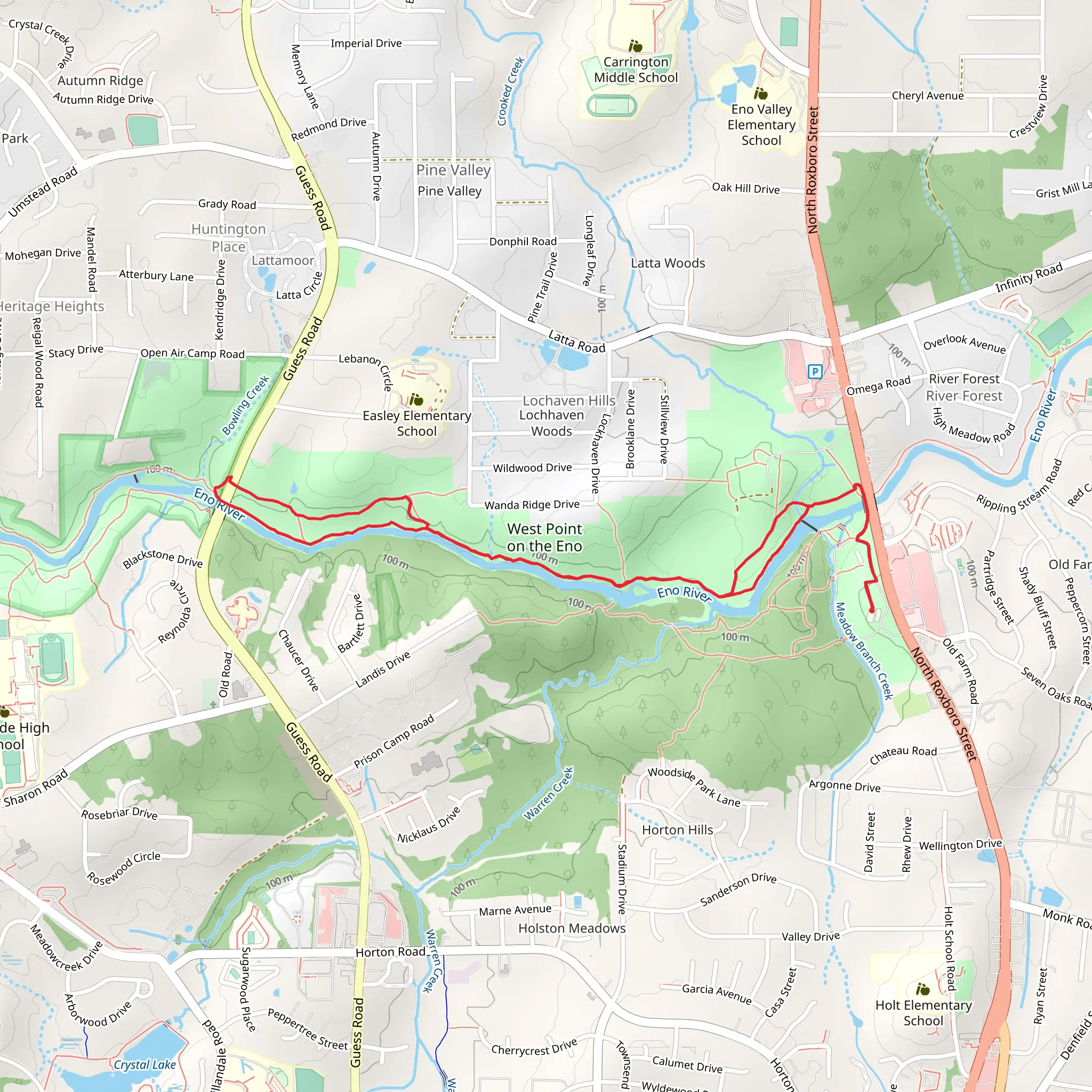 West Point on the Eno via Eno River mobile static map
