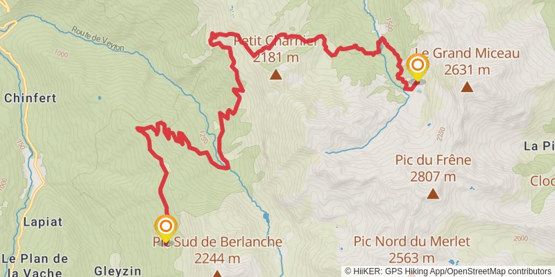 GR 738 - Haute Traversée de Belledonne stage 7 Map