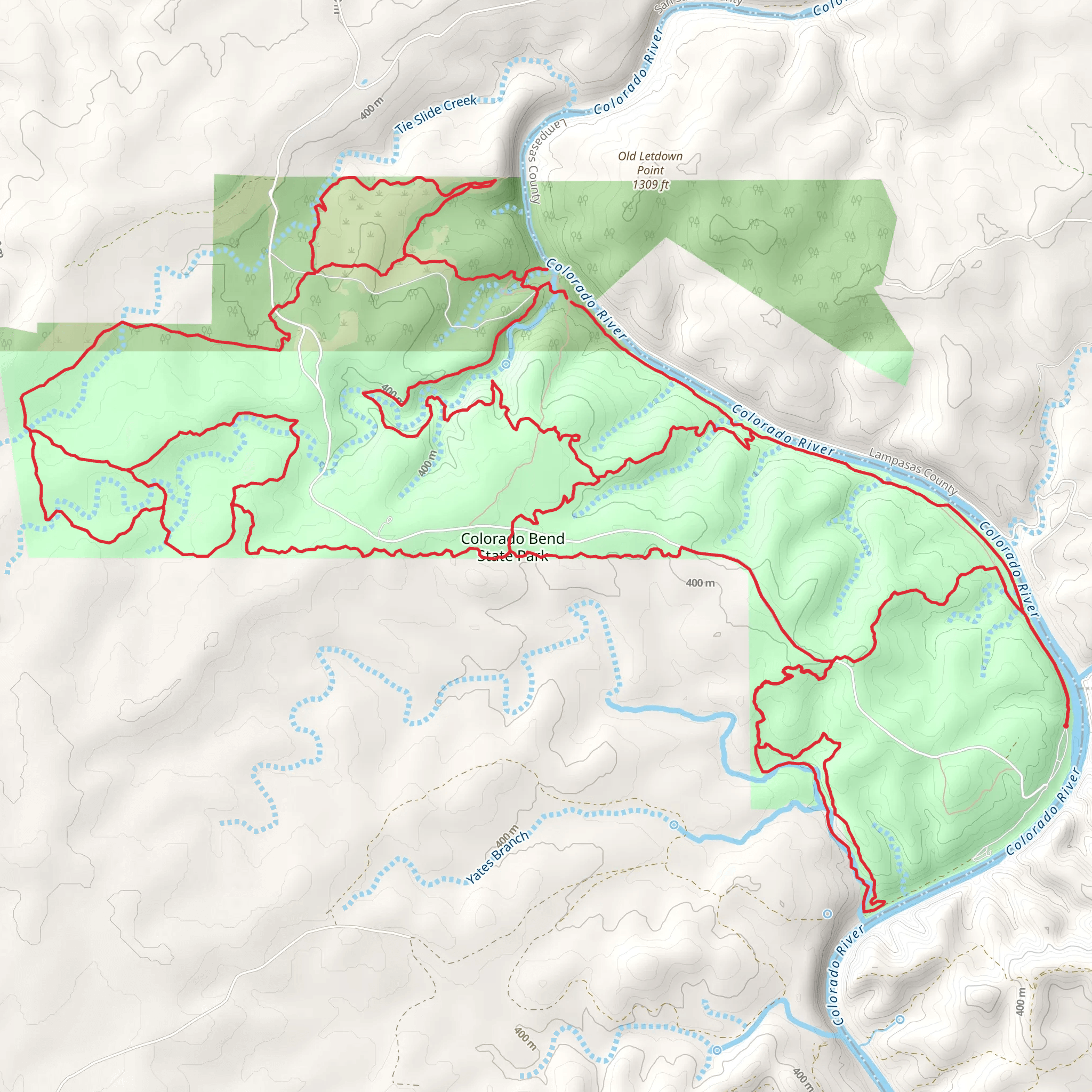 Colorado Bend State Park Loop mobile static map