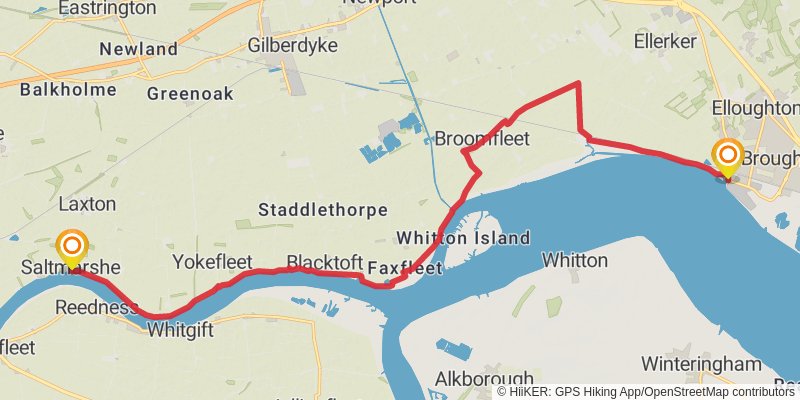 Liverpool to Hull Walk stage 13 Map