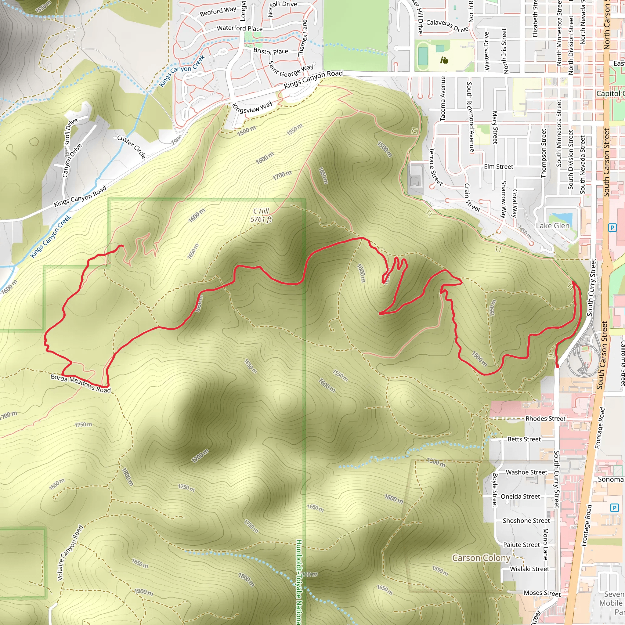 Longview and C Mountain Foothill Trail mobile static map