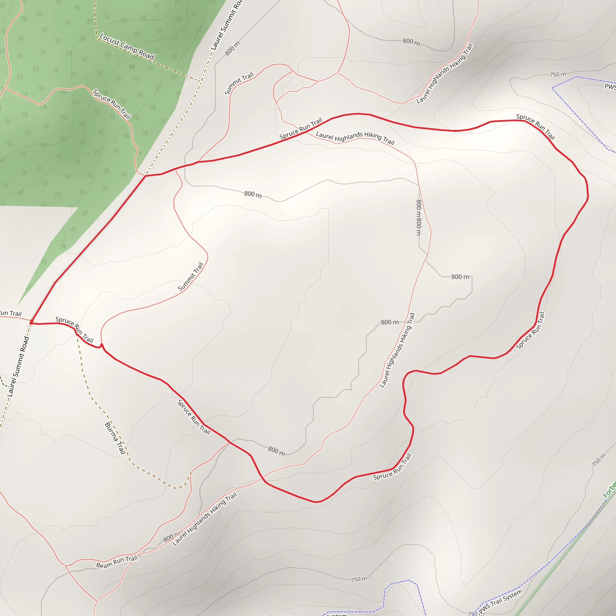 Laurel Highlands Hiking Loop Trail mobile static map