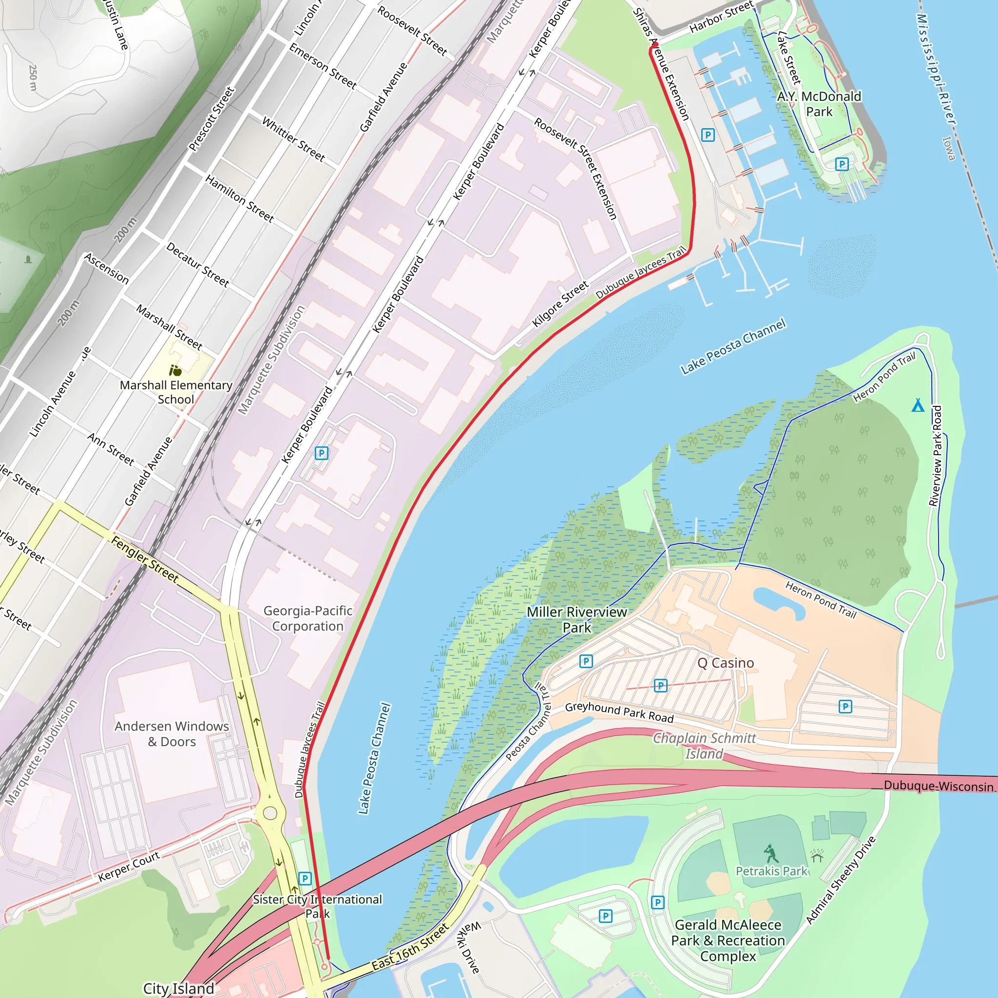 Dubuque Jaycees Trail mobile static map