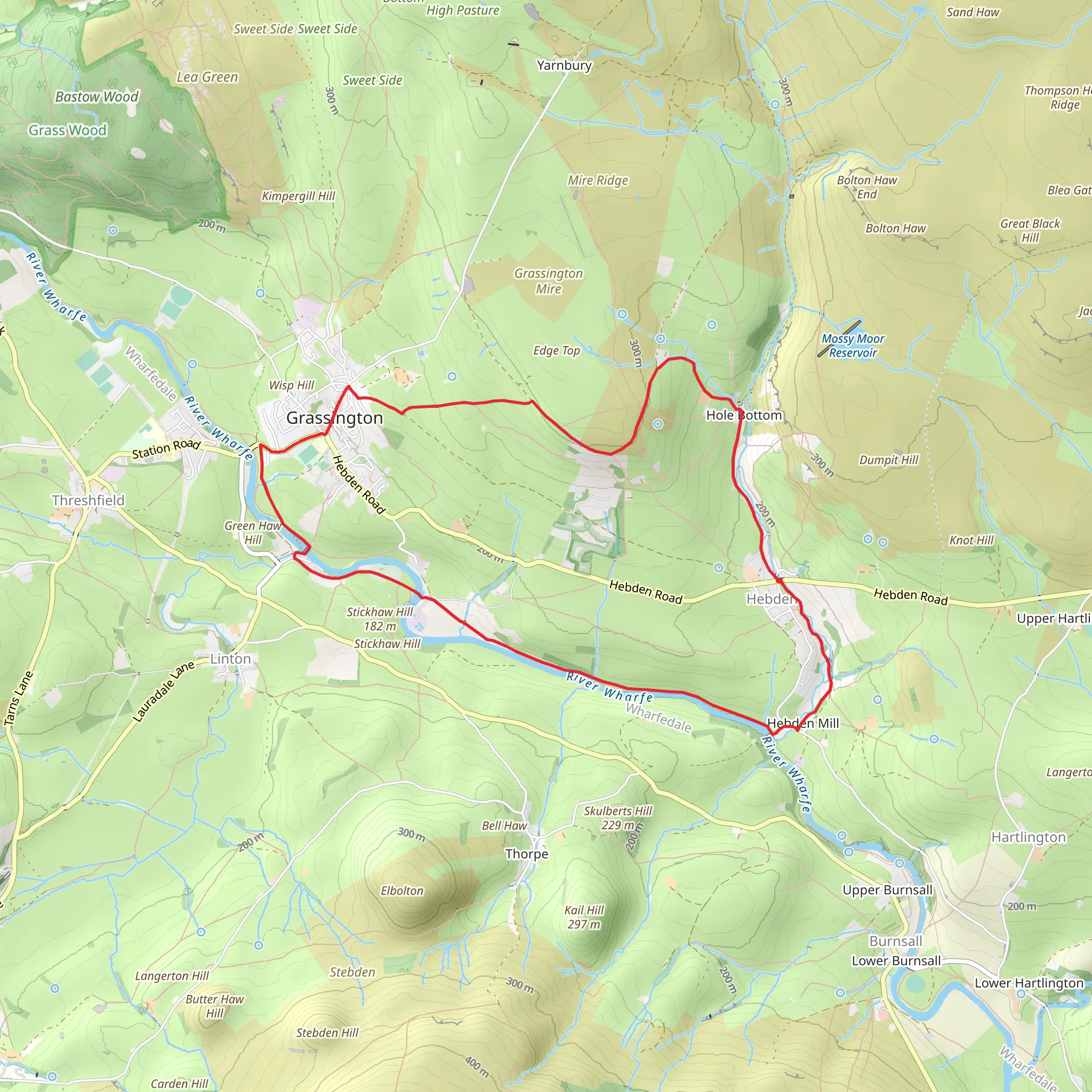 Hebden - Edge Top - Grassington - Linton Falls and River Wharfe mobile static map