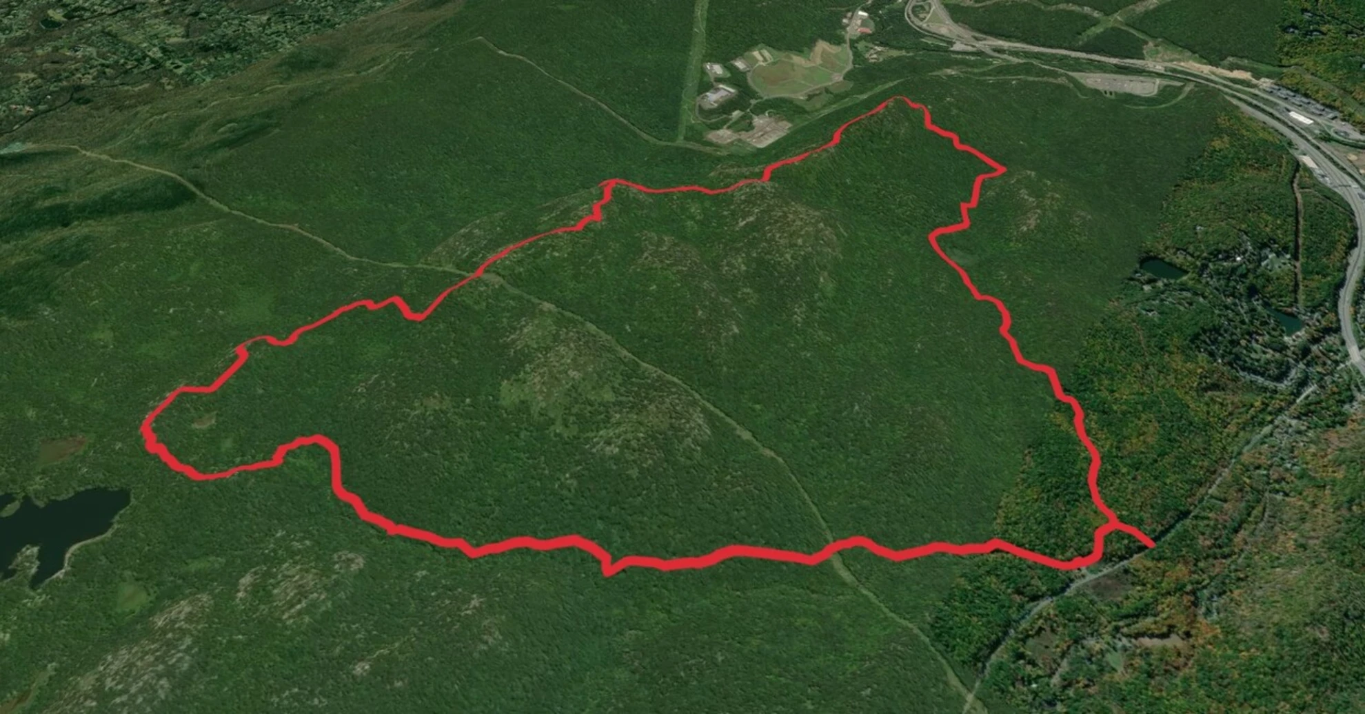An image depicting the trail Raccoon Brook Hill Loop and its surrounding area.