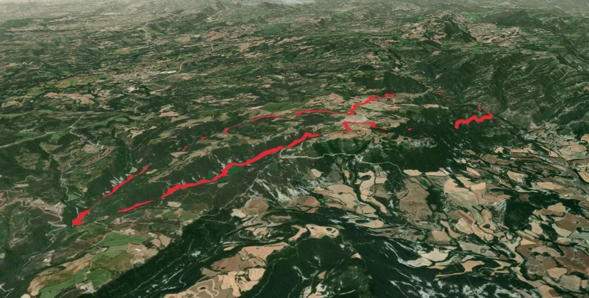 An image depicting the trail Per les Rieres de Sant Bartomeu del Grau PR C 223 and its surrounding area.
