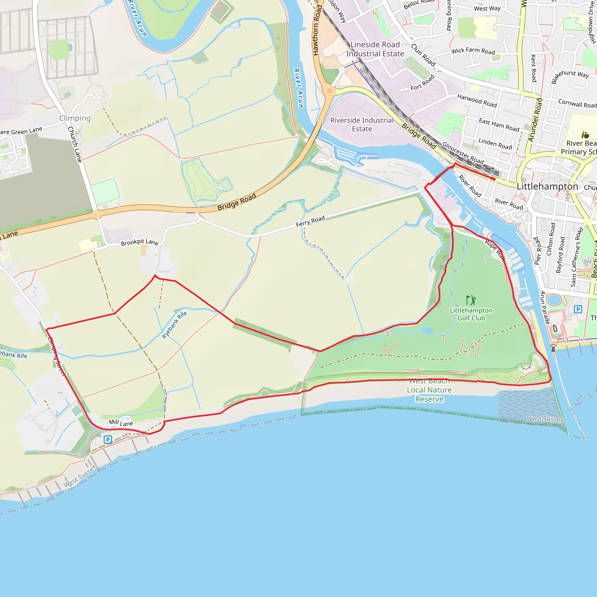 Littlehampton to Climping Walk mobile static map