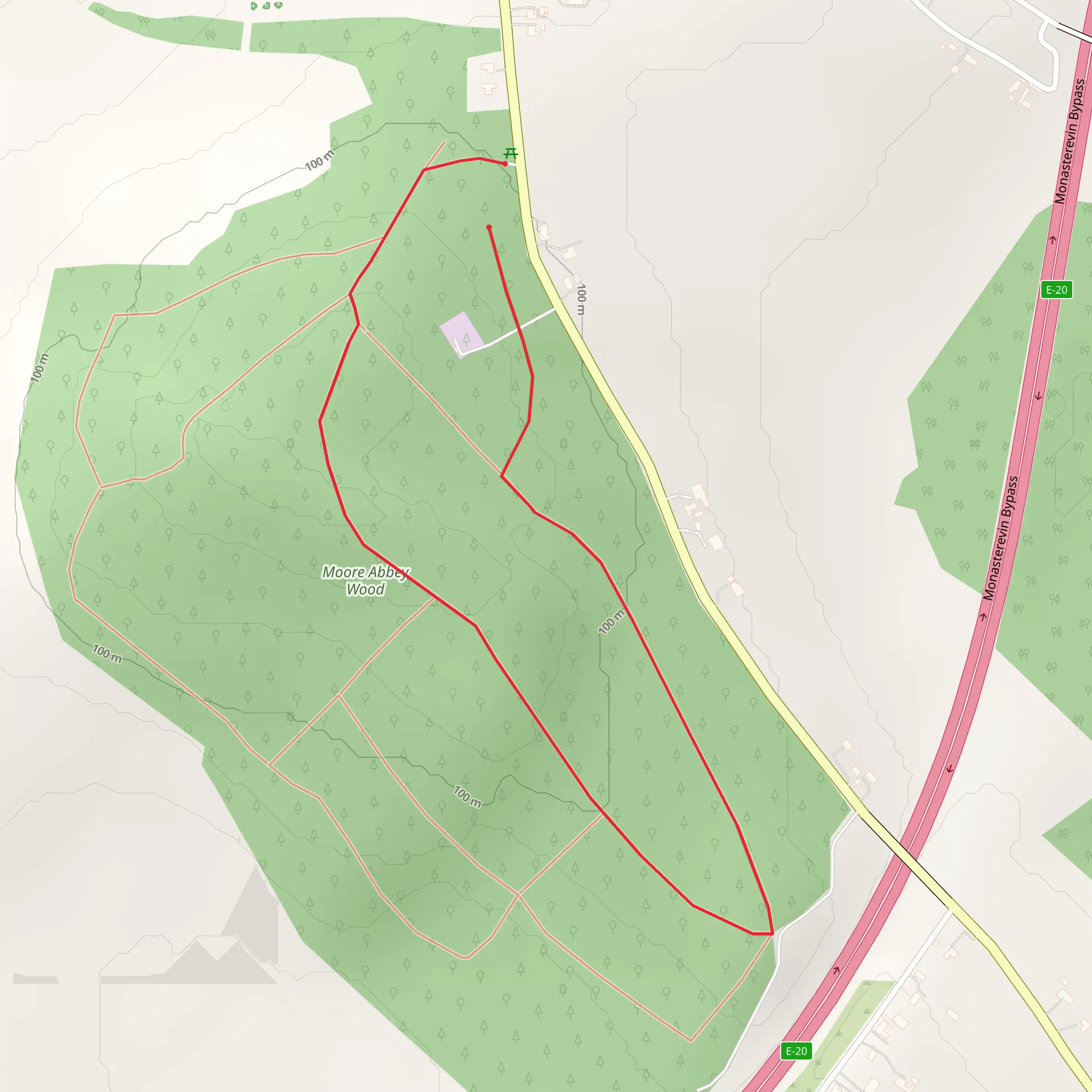 Moore Abbey Woods - Gerard Manly Hopkins Way mobile static map