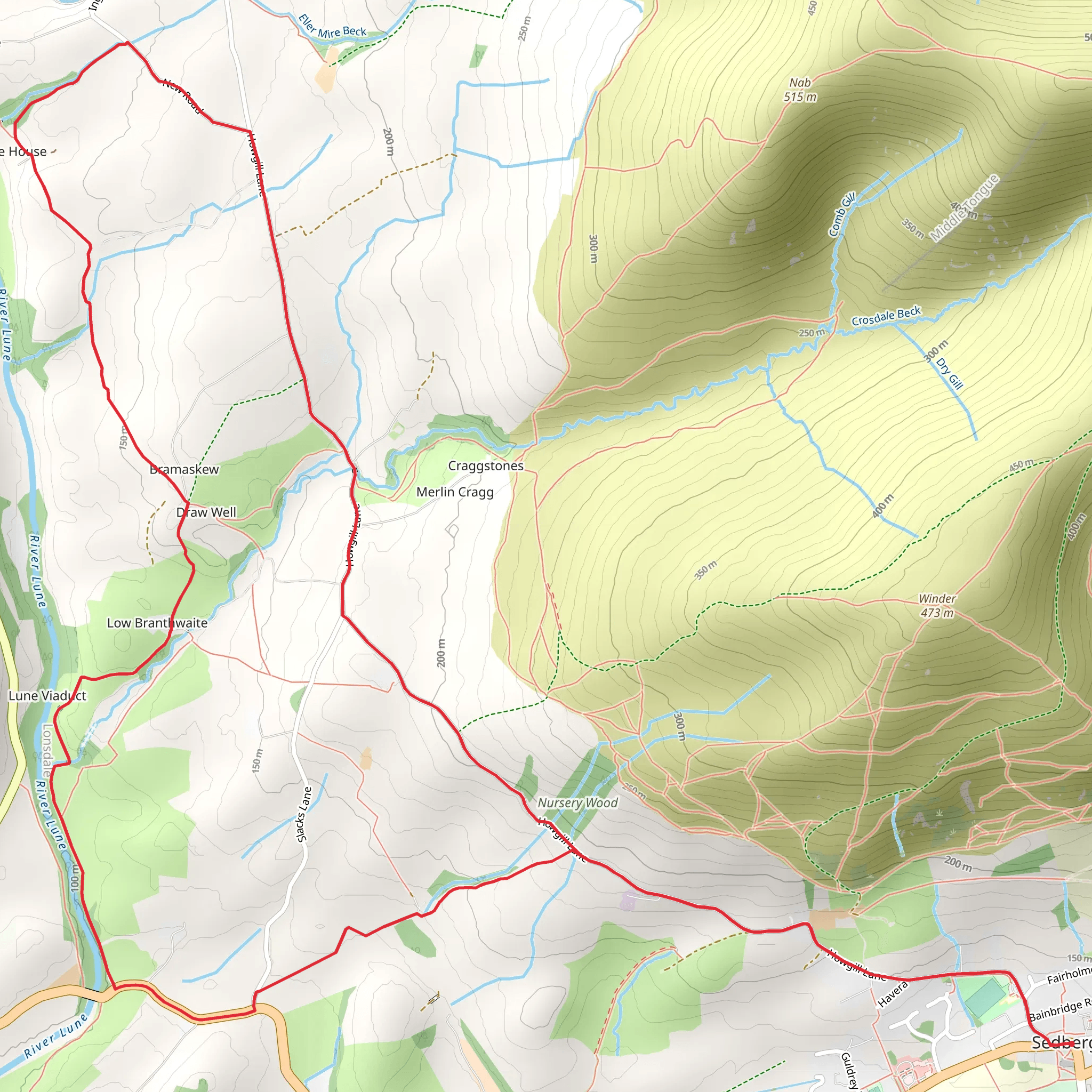 Sedberge and River Lune Loop mobile static map
