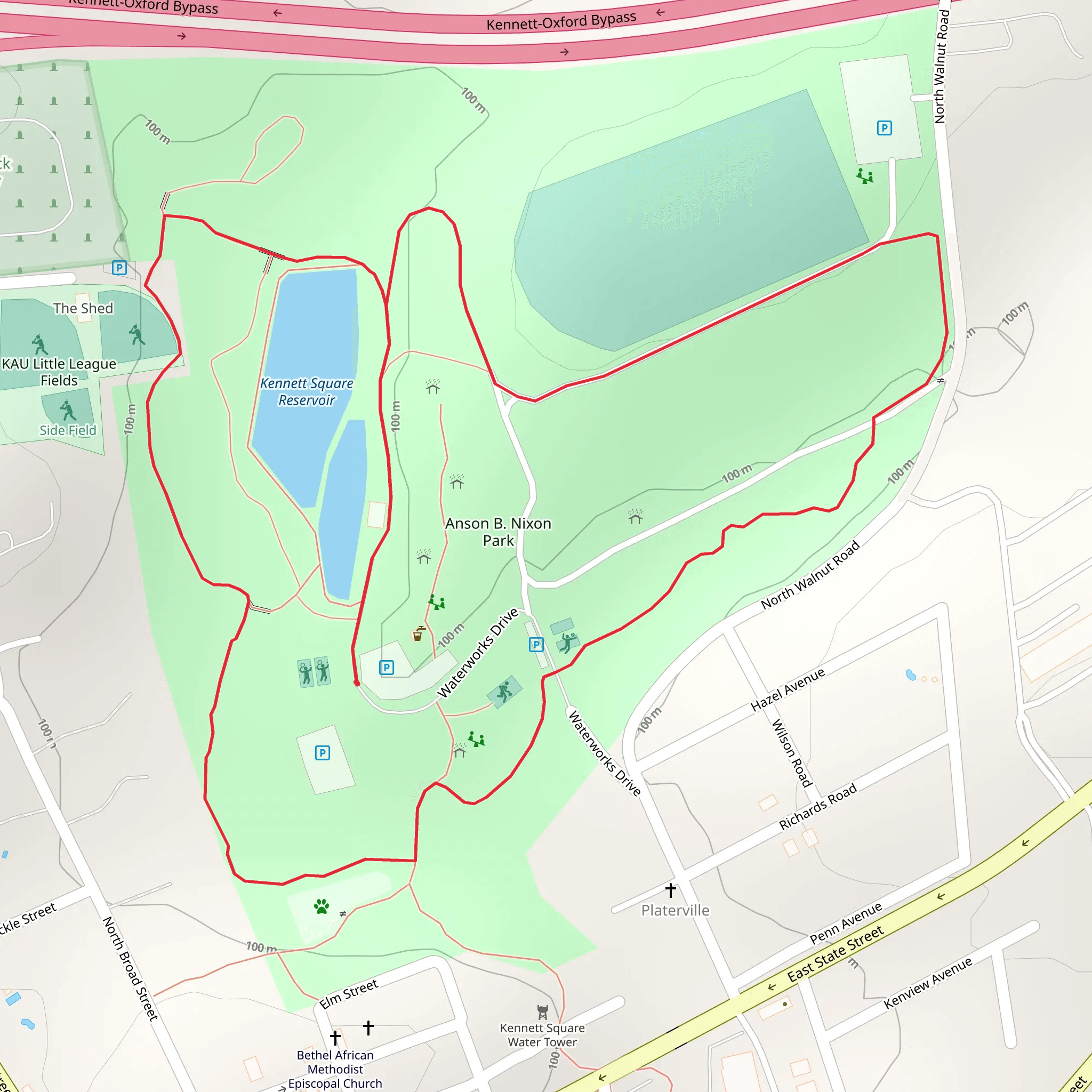 Kennett Square Reservoir Loop mobile static map