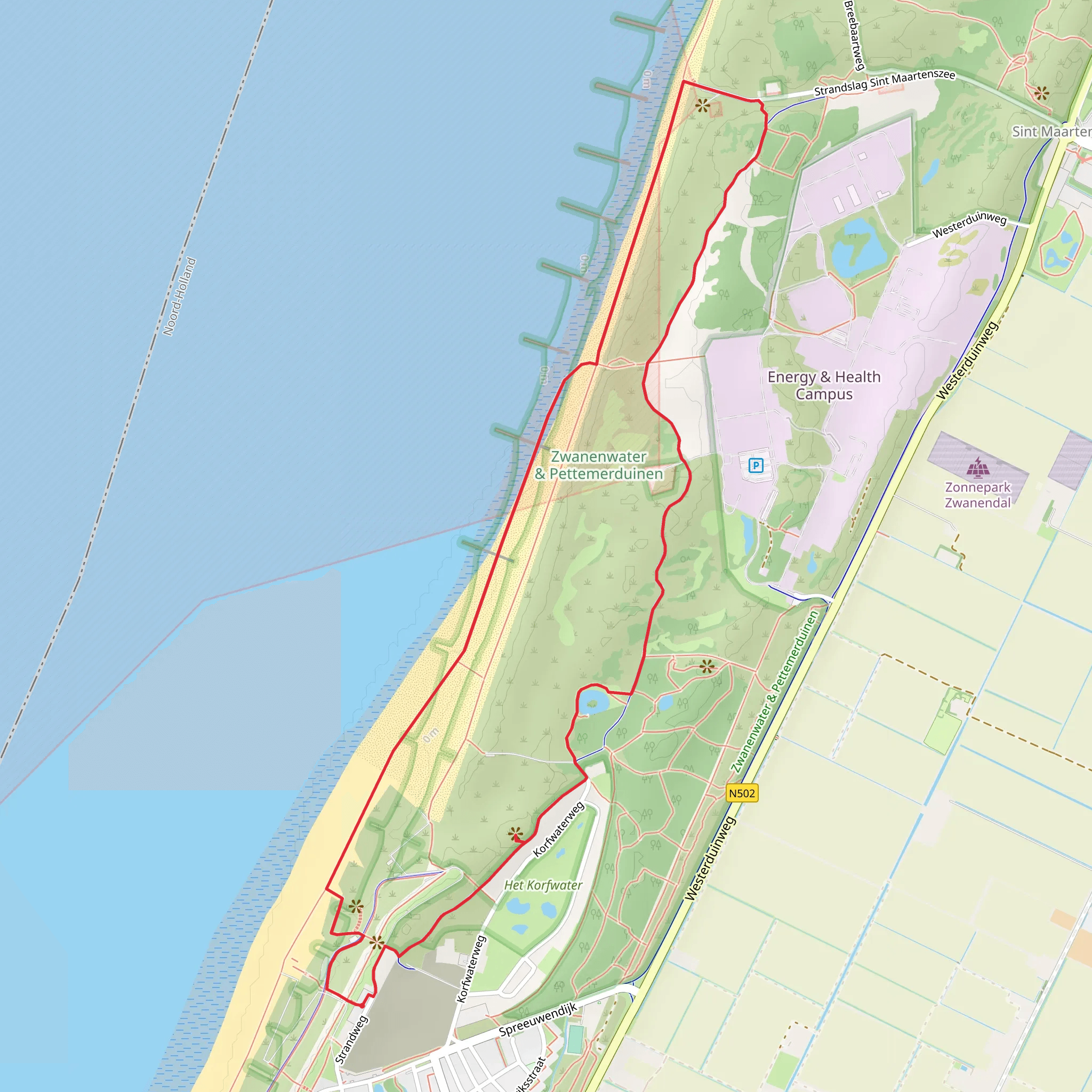 Pettemerduinen and Korfwater Loop mobile static map