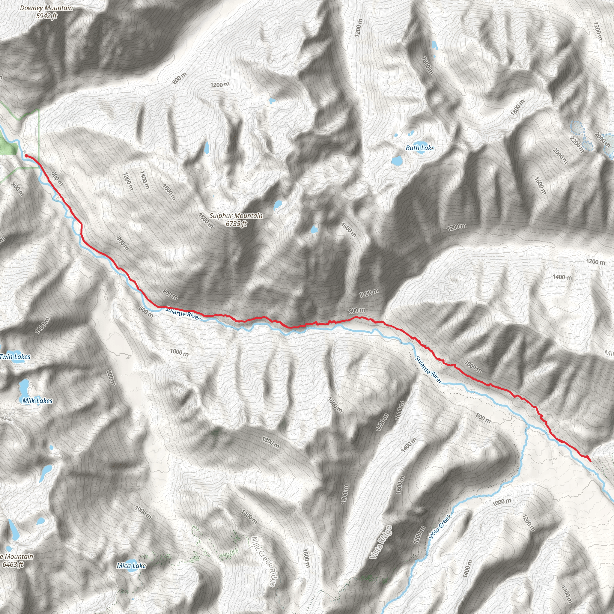 Suiattle River, Canyon Creek Suspension Bridge and Pacific Crest Trail mobile static map