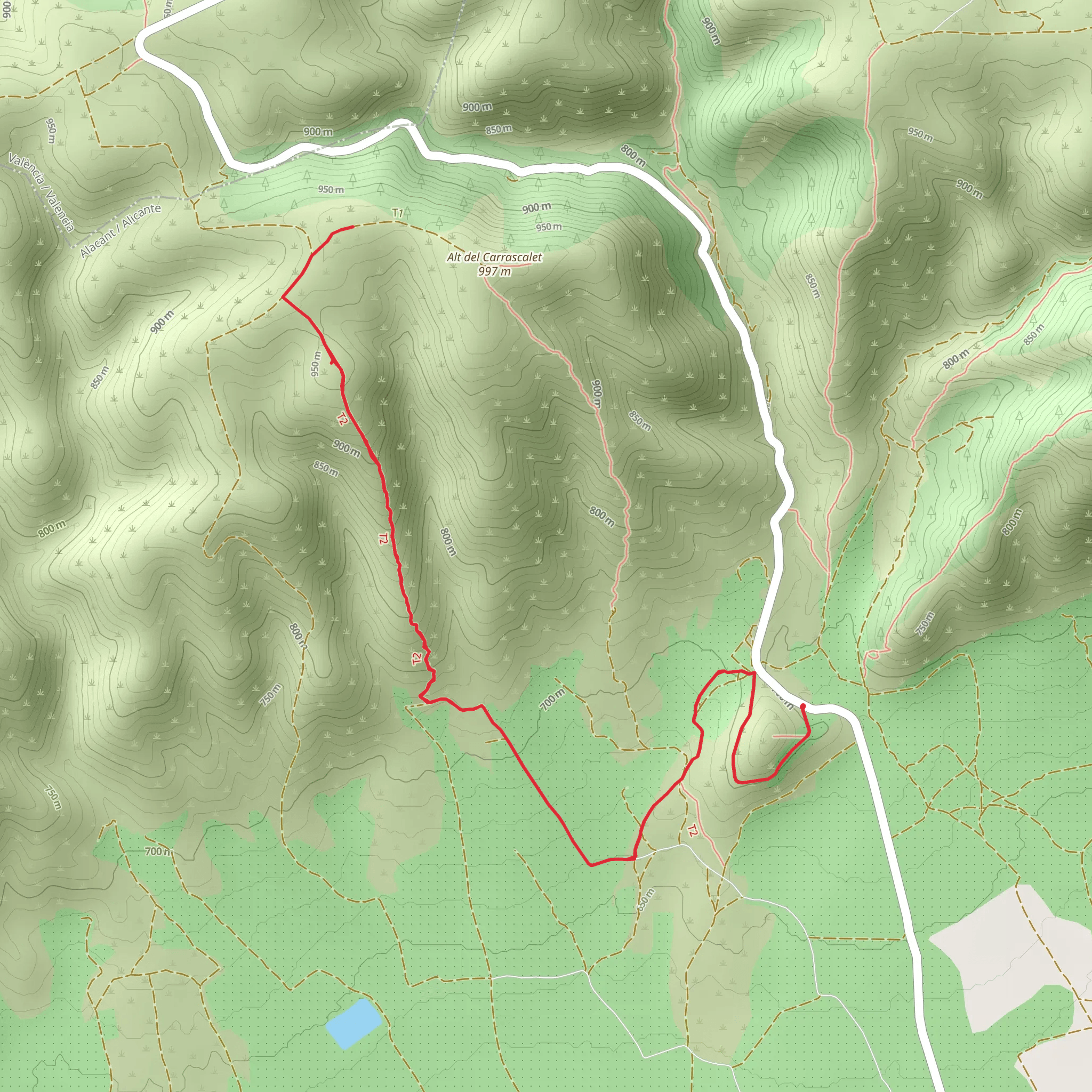 Path of the Llama de les Cabres SL CV 324 mobile static map
