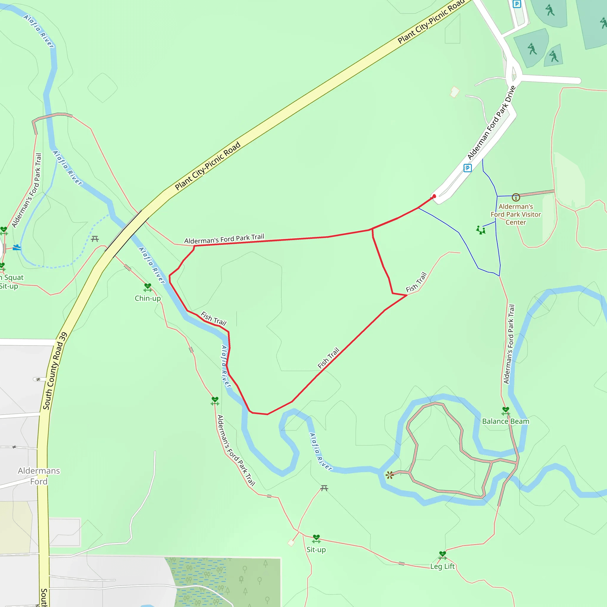 Alderman's Ford Park Loop mobile static map
