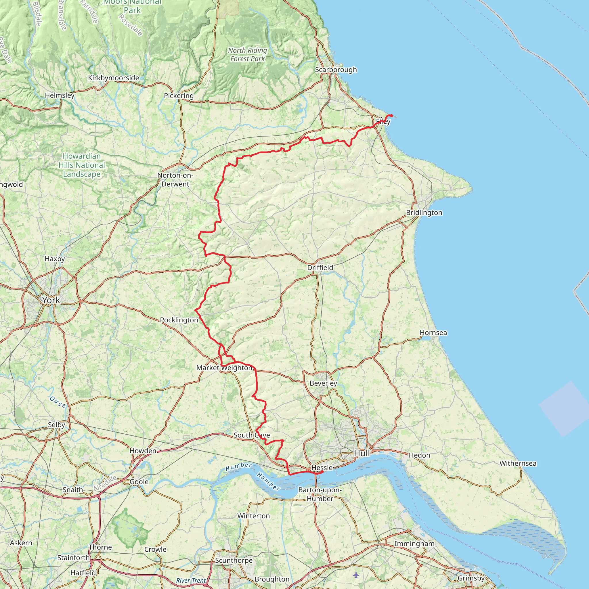 Yorkshire Wolds Way mobile static map